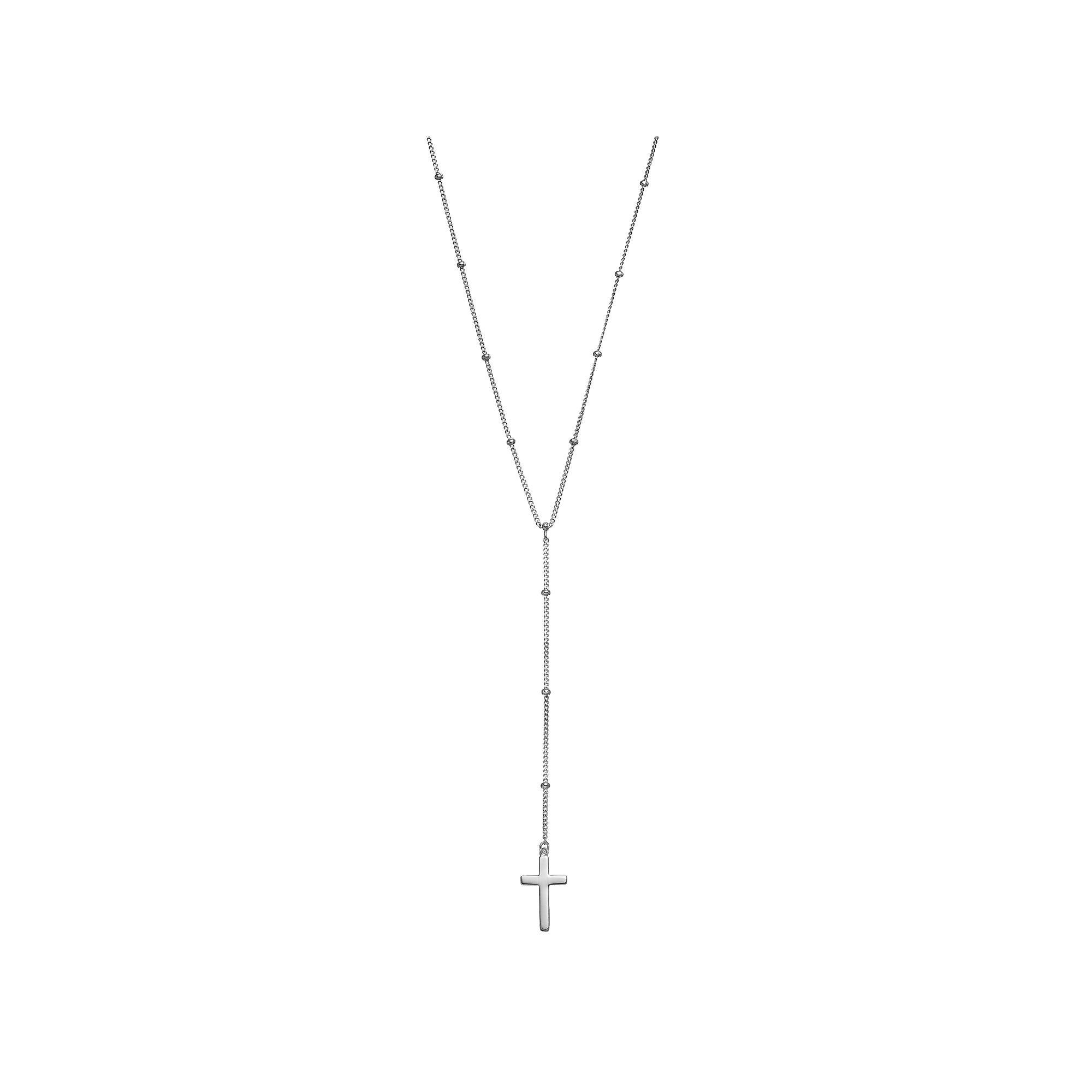 Sterling Silver Beaded Cross Y Necklace, Women's, Size: 16", Grey Product Image