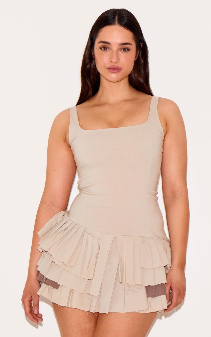 Stone Stretch Woven Extreme Pleated Shift Dress Product Image