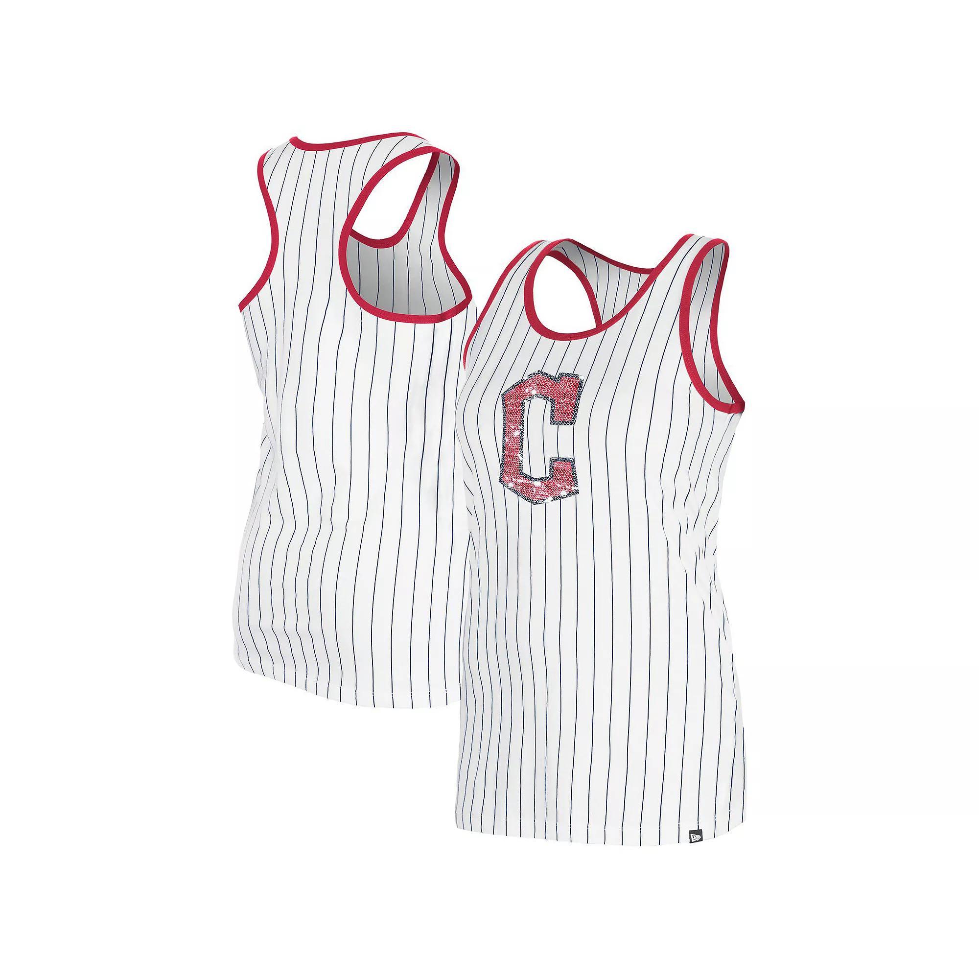 Womens New Era White Cleveland Guardians Gameday Pinstripe Tank Top Product Image