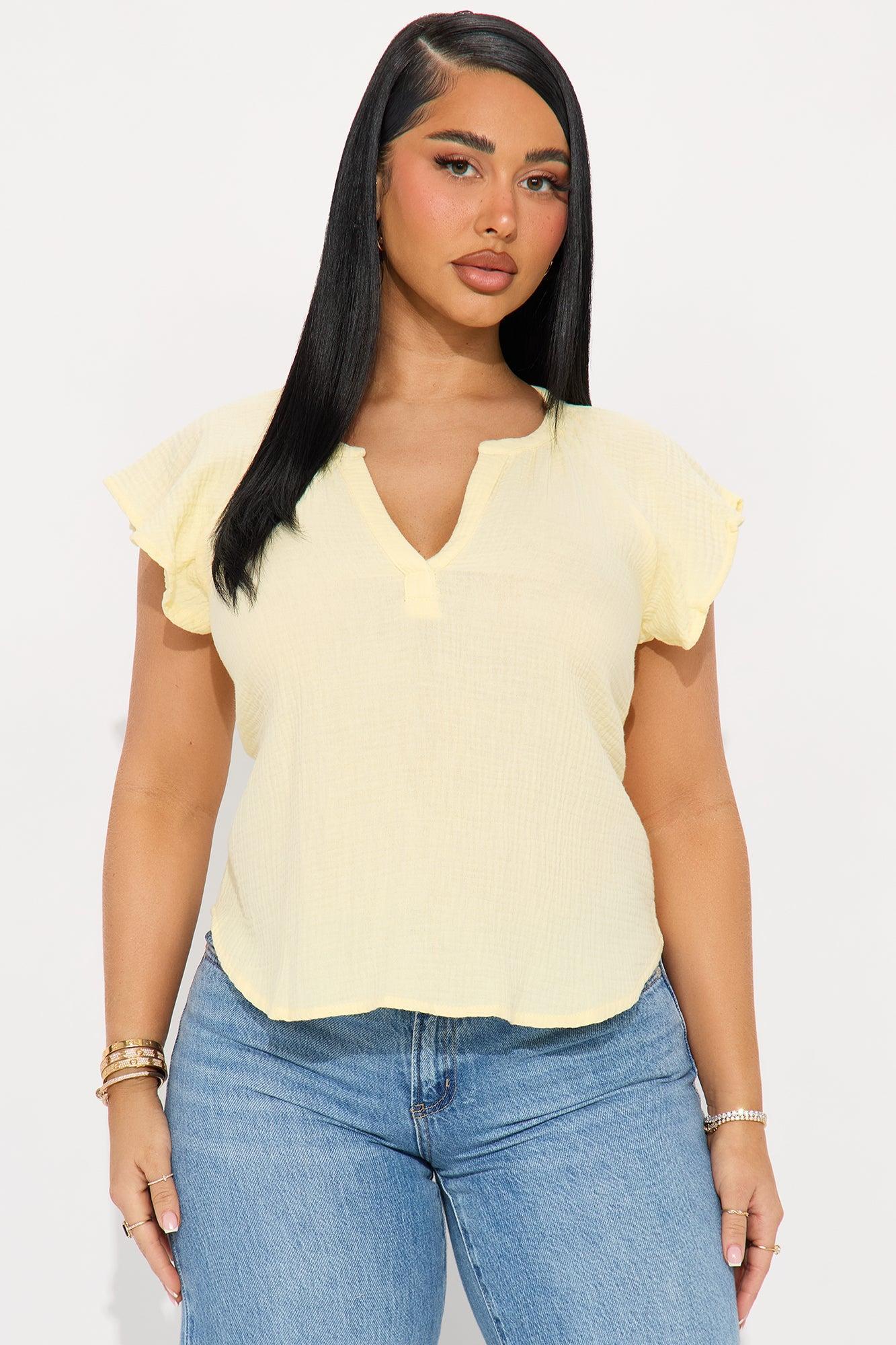 Breezy Outdoors Gauze Top - Yellow Product Image
