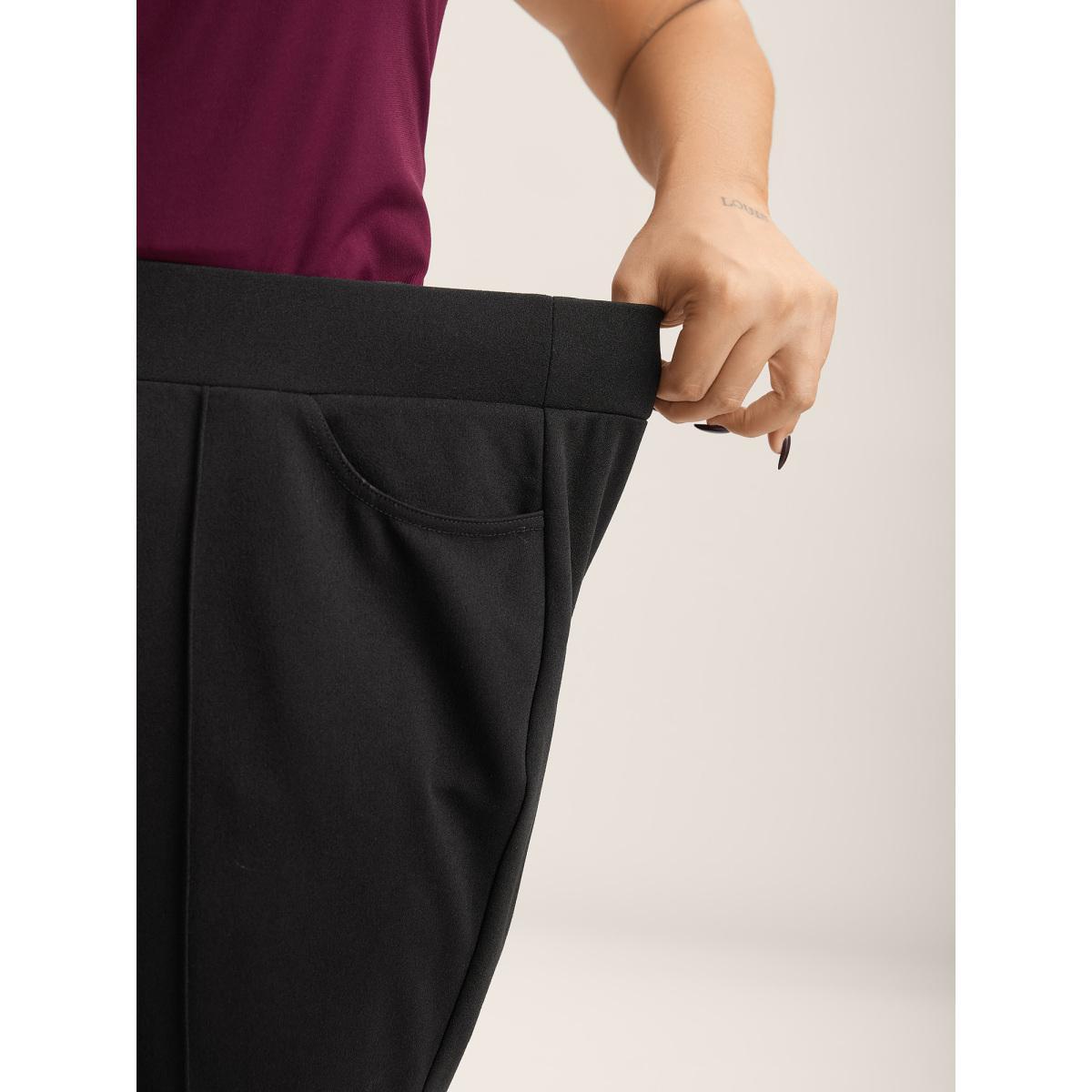 Plus Size Seamed Bootcut Mid-Rise Pants Women Black At the Office Bootcut Mid Rise Work Pants BloomChic 10/M Product Image