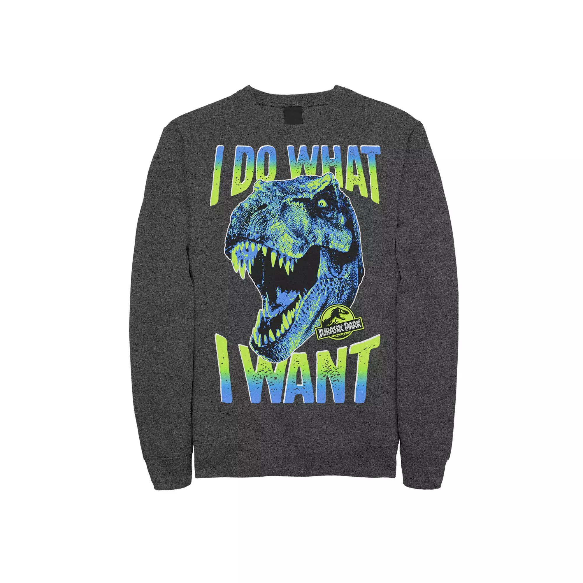 Men's Jurassic Park T-Rex I Do What I Want Pullover Sweatshirt, Size: Large, Grey Heather Product Image