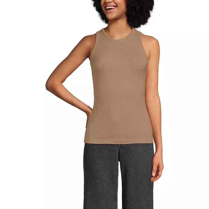 Women's Lands' End Drapey Rib Fitted Tank Top, Size: Medium, Gray Grey Product Image