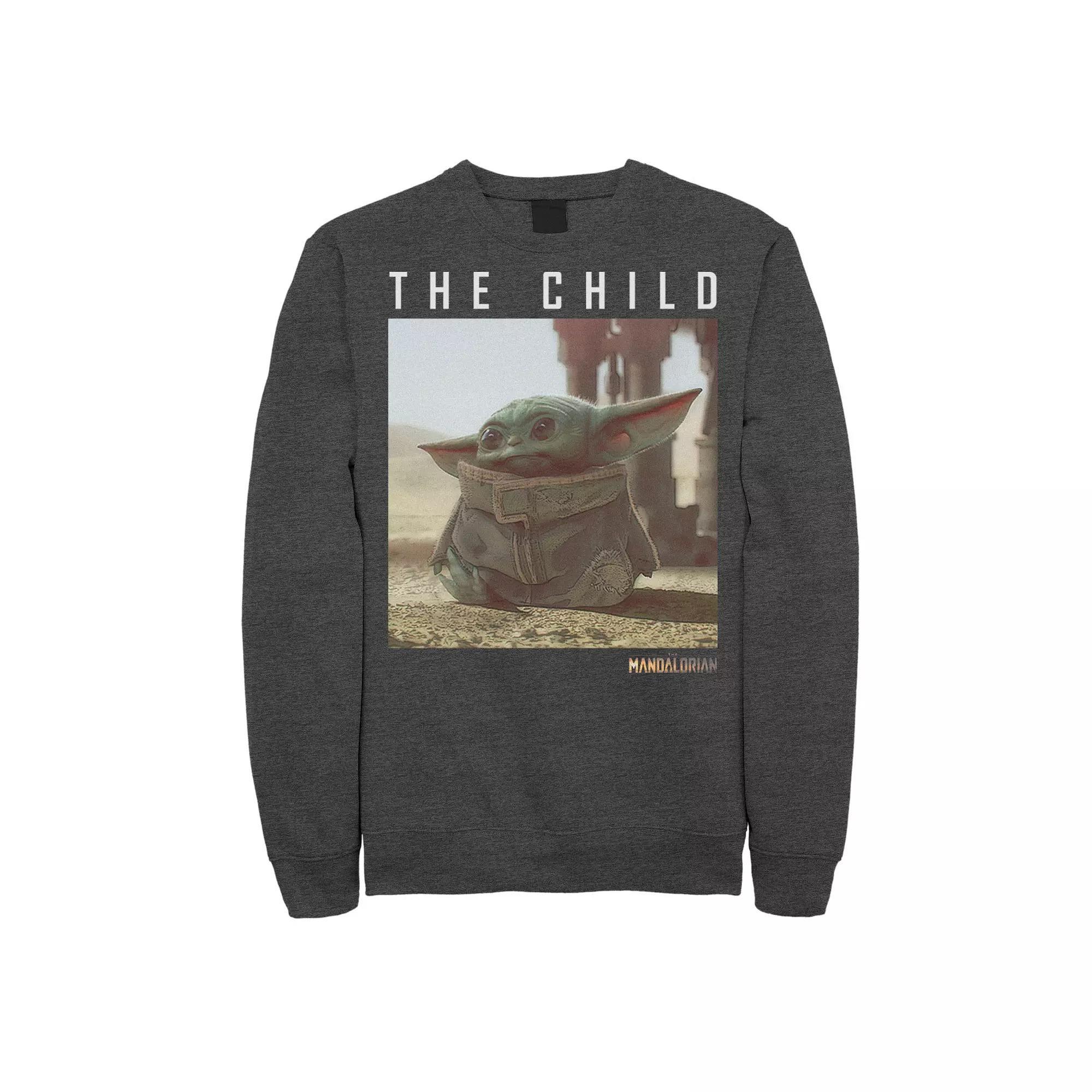 Mens Star Wars The Mandalorian The Child Long Ears Photo Sweatshirt Grey Heather Product Image