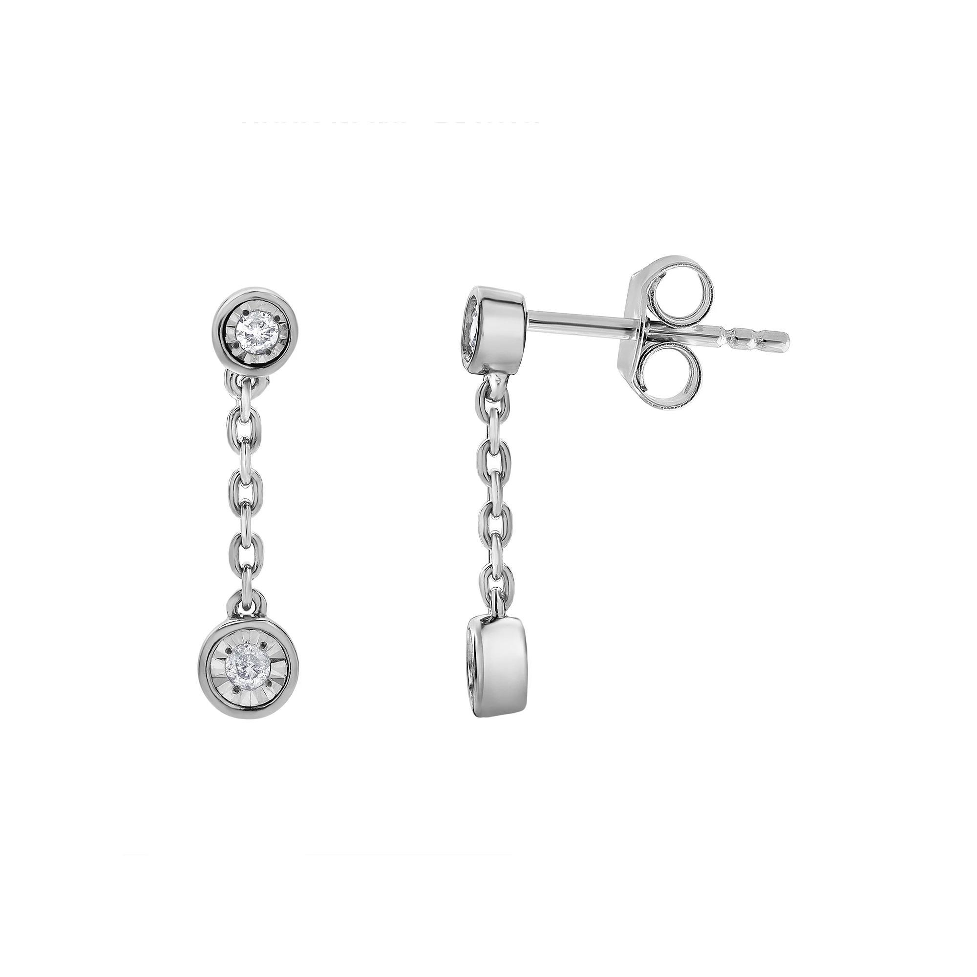 Diamond Brilliance Sterling Silver 1/10 Carat T.W. Lab-Grown Diamond Dangling Earrings, Women's, Pink Tone Product Image