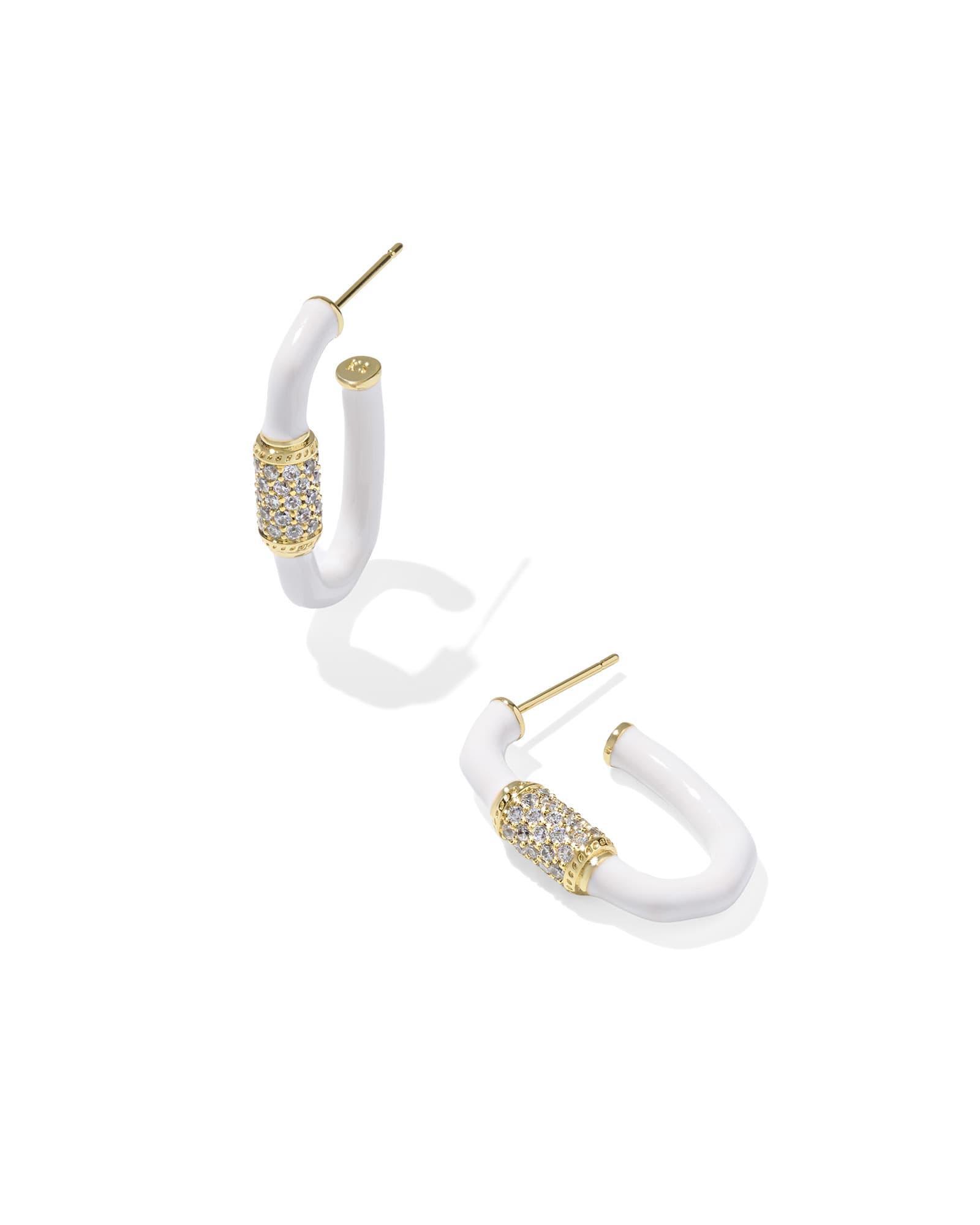 Emery Gold Enamel Hoop Earrings Product Image