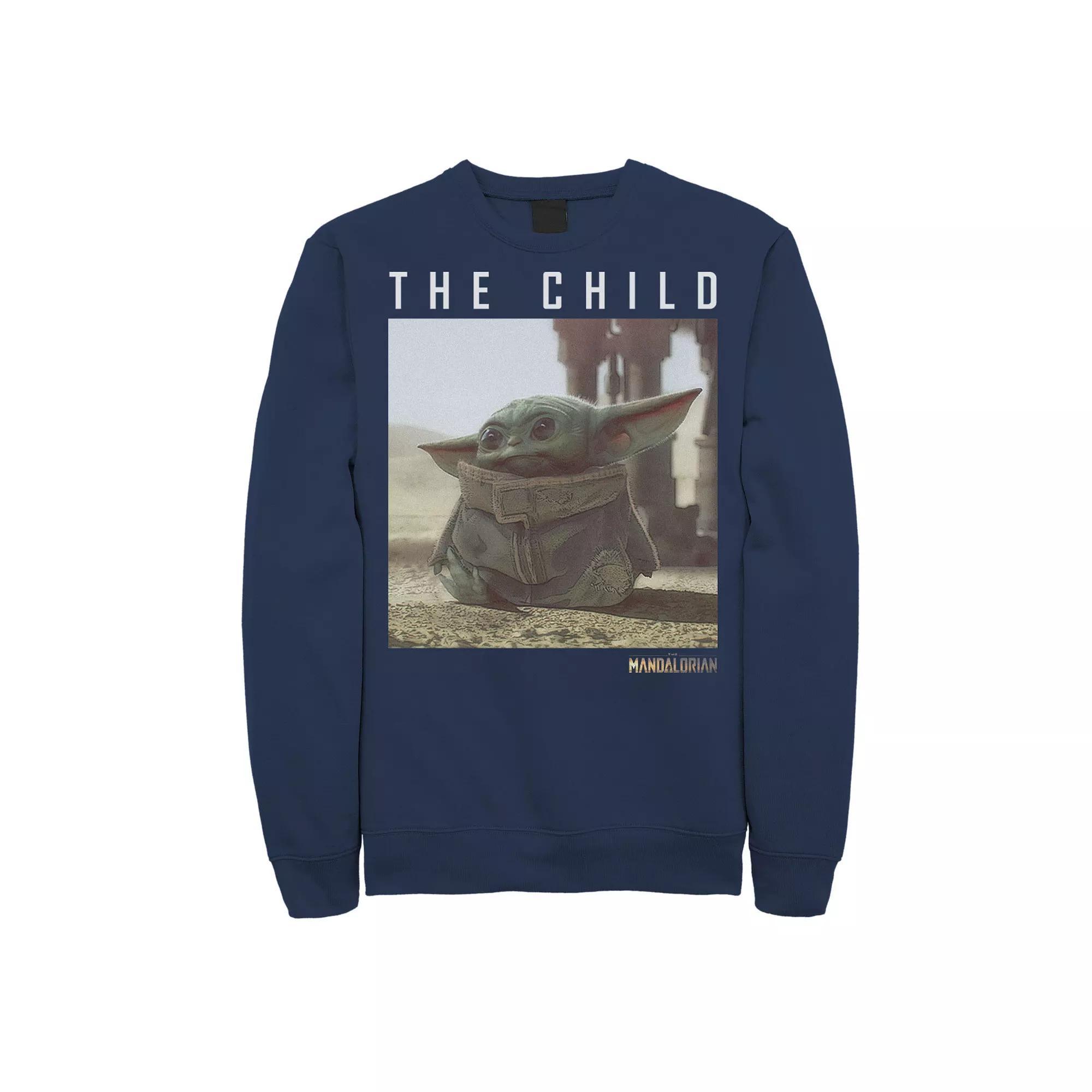 Mens Star Wars The Mandalorian The Child Long Ears Photo Sweatshirt Grey Heather Product Image