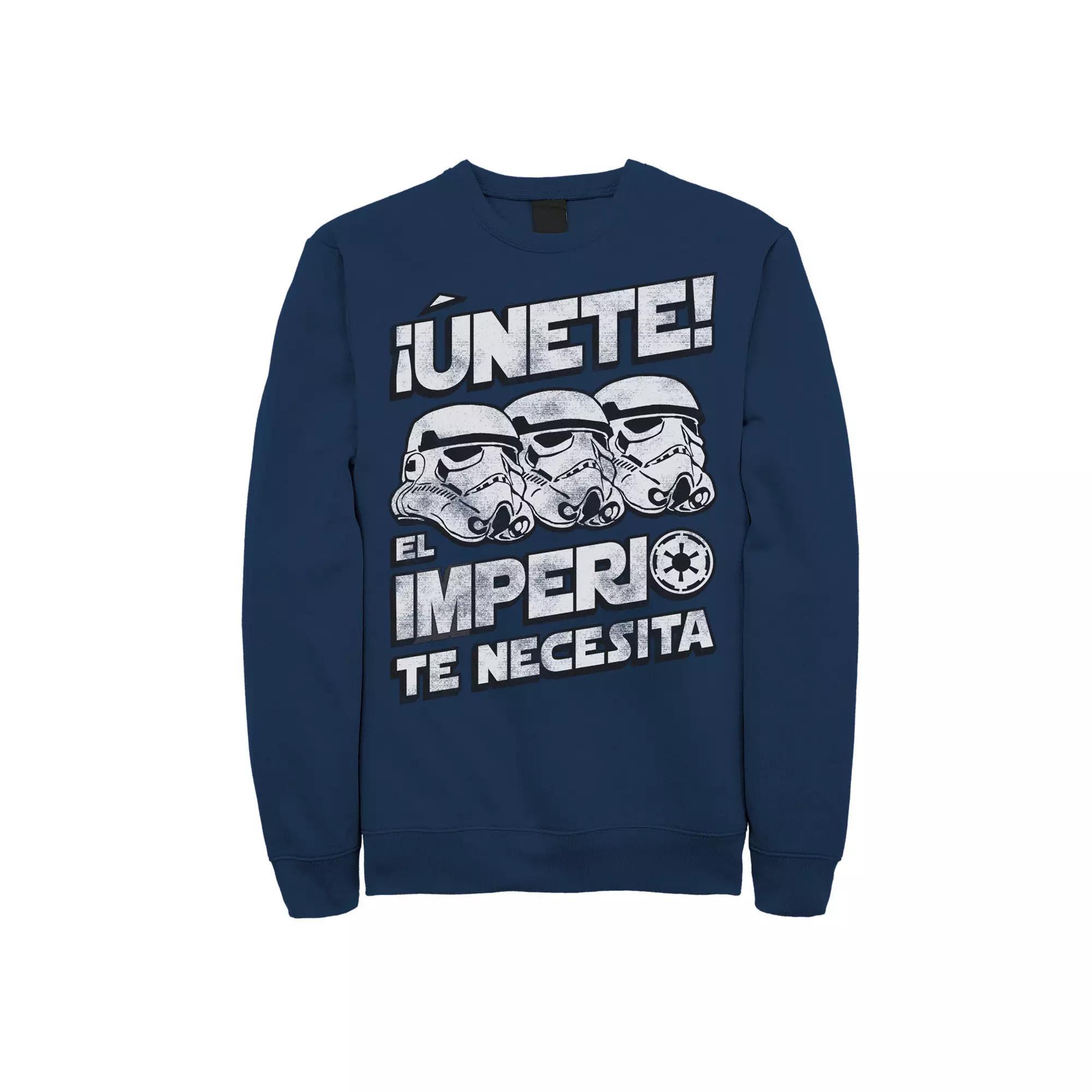Men's Star Wars Unete El Imperio Te Necesita Stormtrooper Faded Portrait Sweatshirt, Size: 3XL, Athletic Grey Product Image