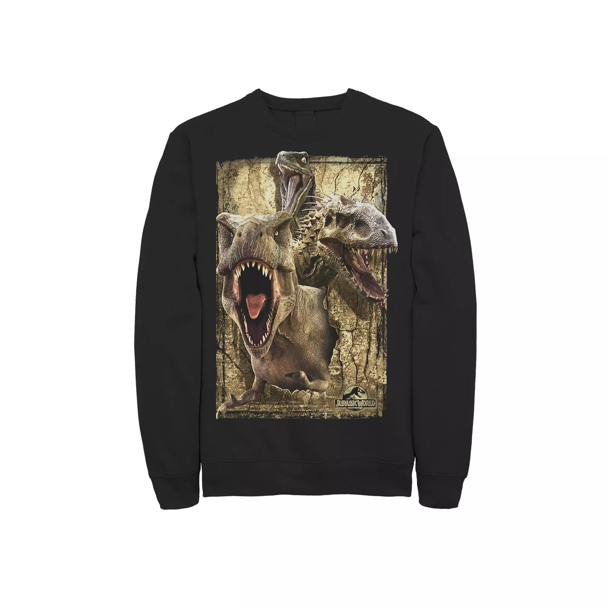 Men's Jurassic World T-Rex Indominus Rex & Raptor Fleece Pullover, Size: 3XL, Blue Product Image