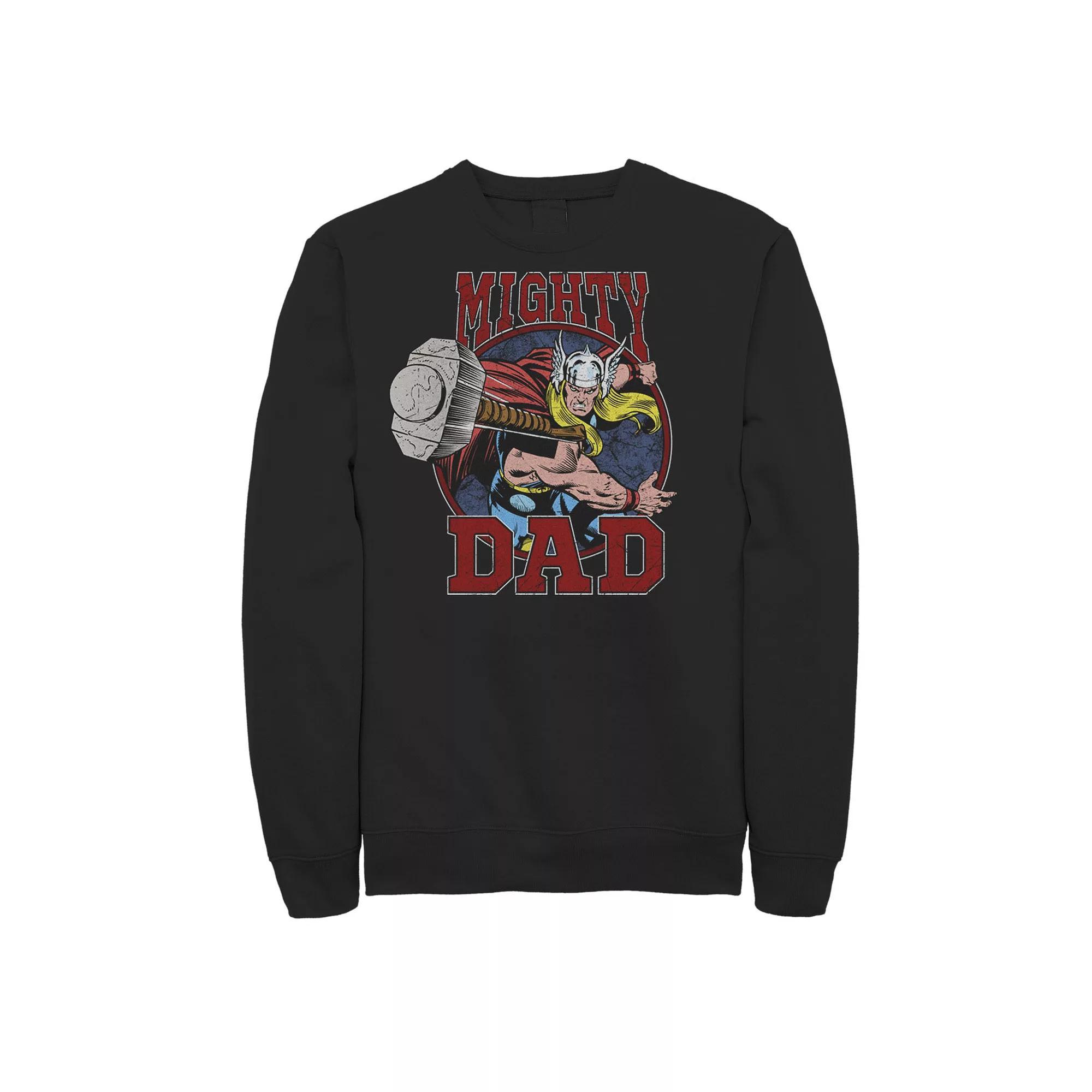 Men's Marvel Thor Father's Day Mighty Dad Hammer Sweatshirt, Size: XXL, Black Product Image