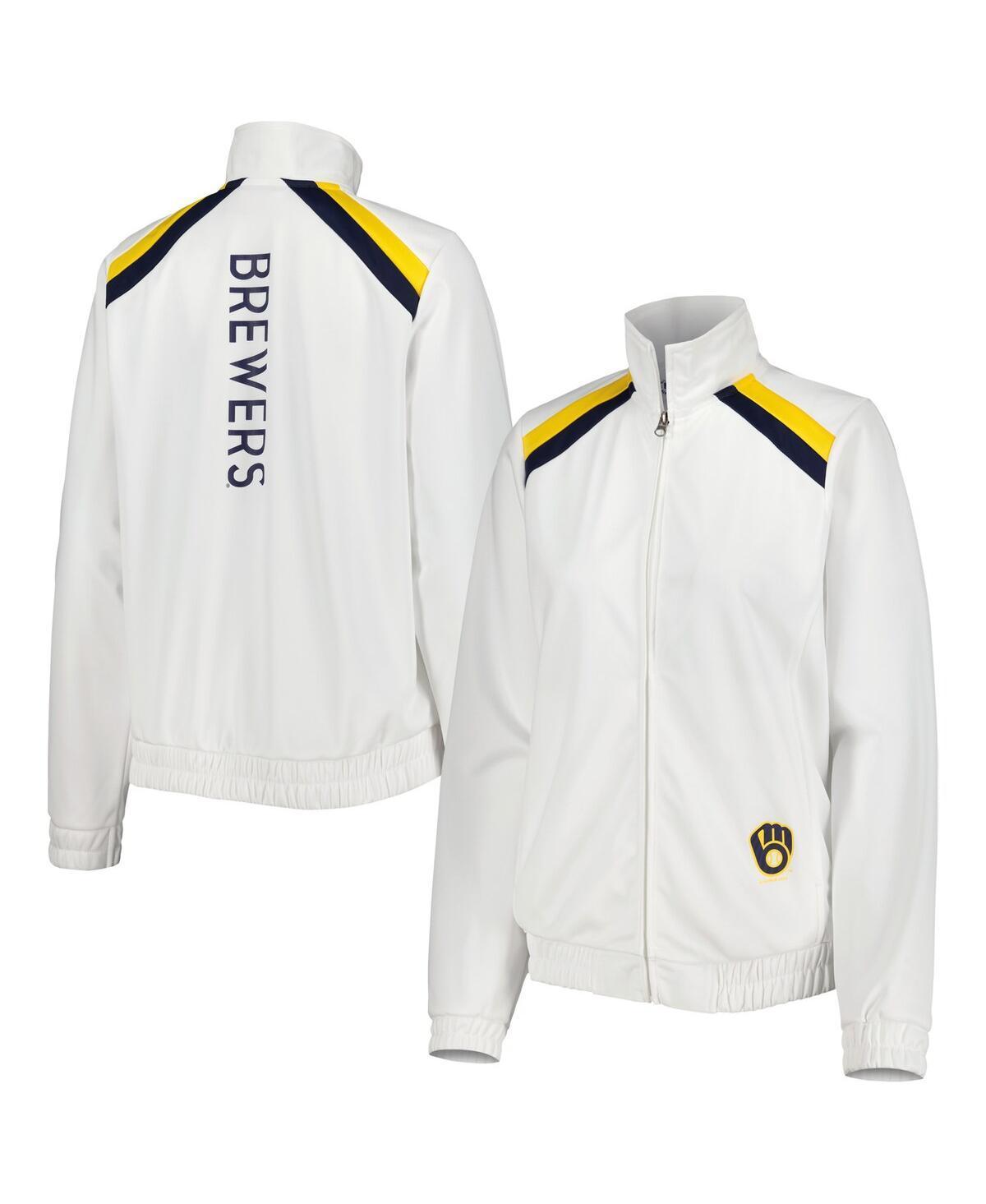 Women's G-III 4Her by Carl Banks White Milwaukee Brewers Red Flag Full-Zip Track Jacket, Size: 2XL Product Image
