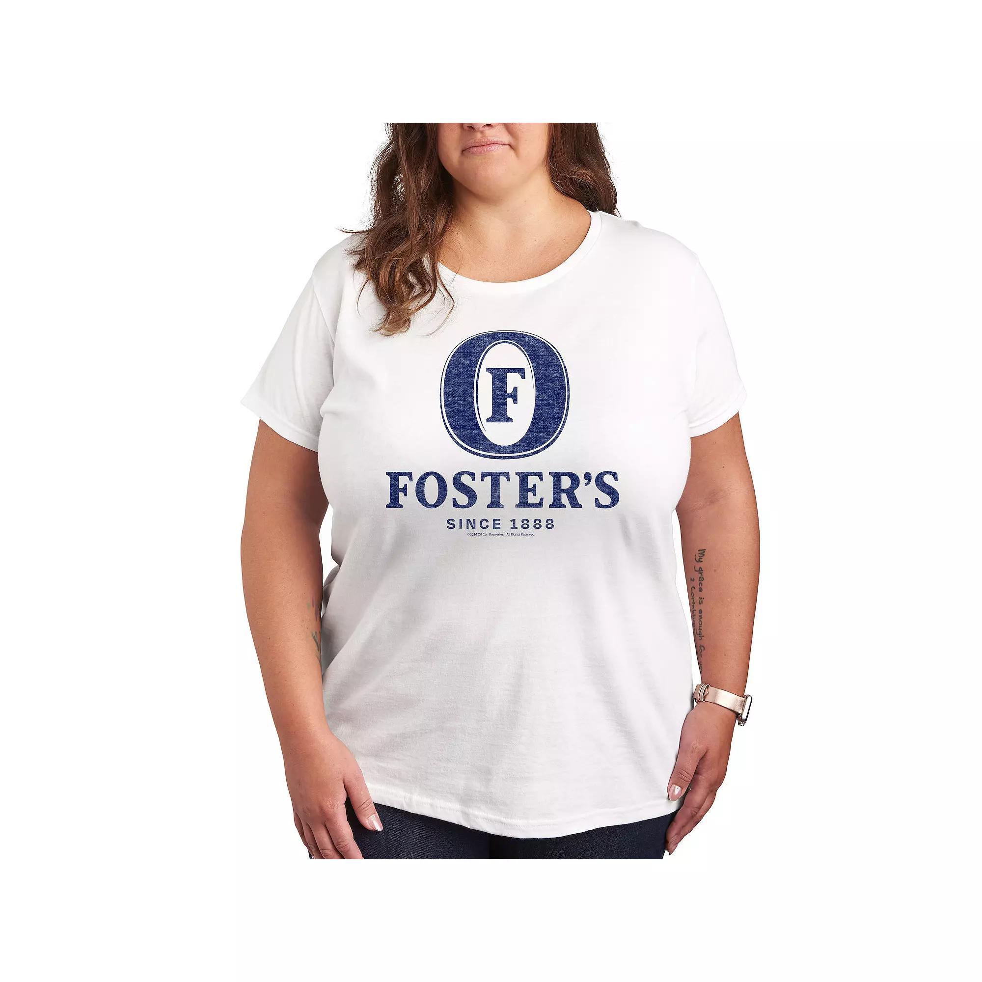 Plus Fosters Navy Blue Logo Graphic Tee, Womens Product Image