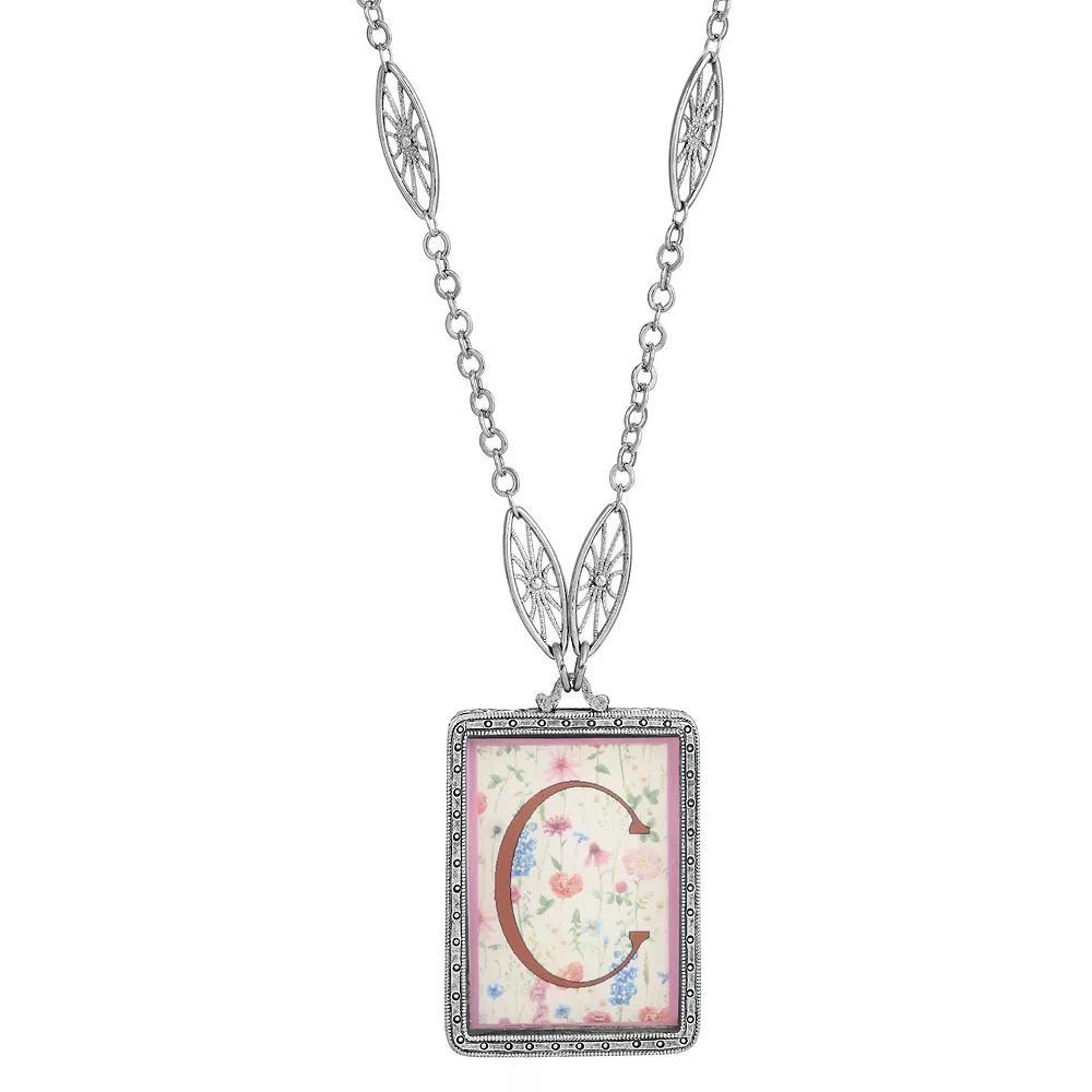 1928 Floral Motif Initial Pendant, Women's, G Product Image