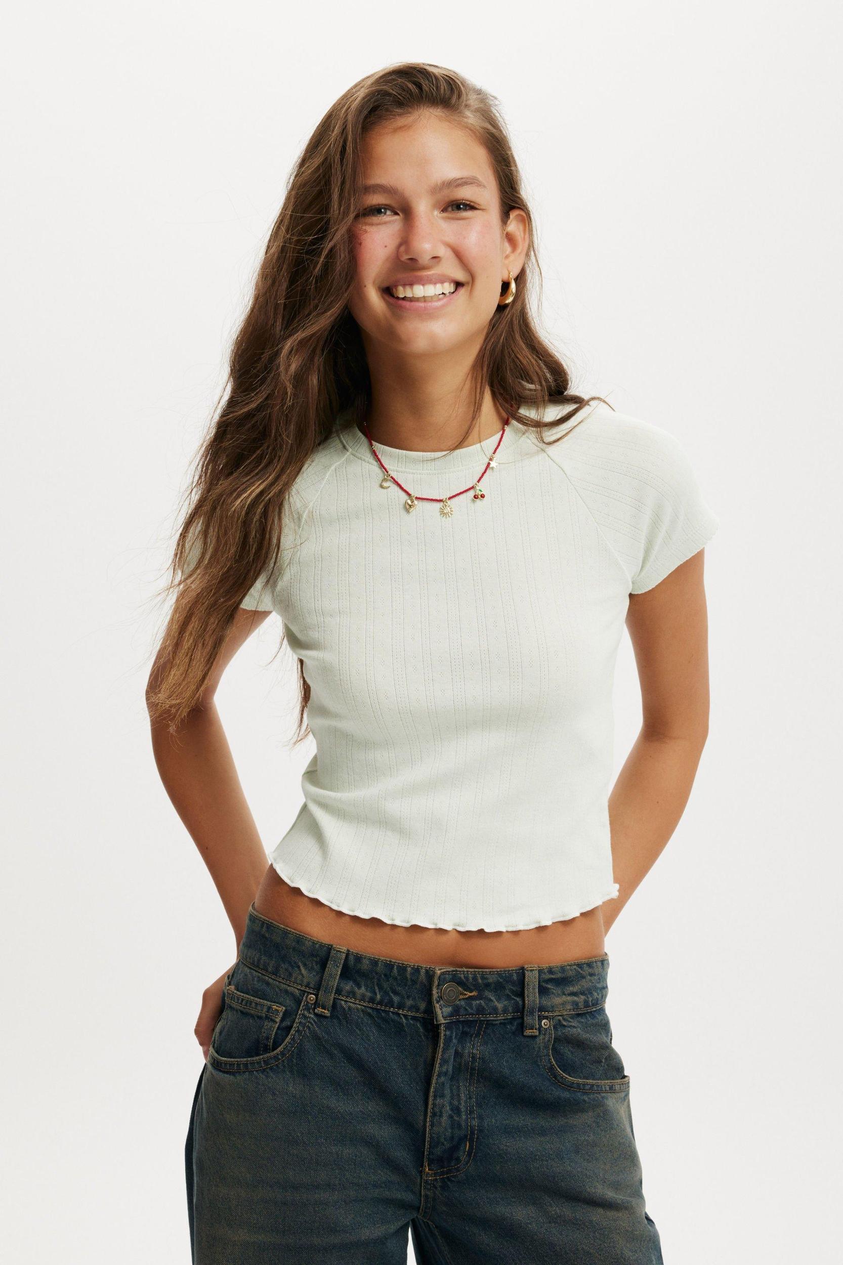 Scarlet Pointelle Raglan Tee Product Image