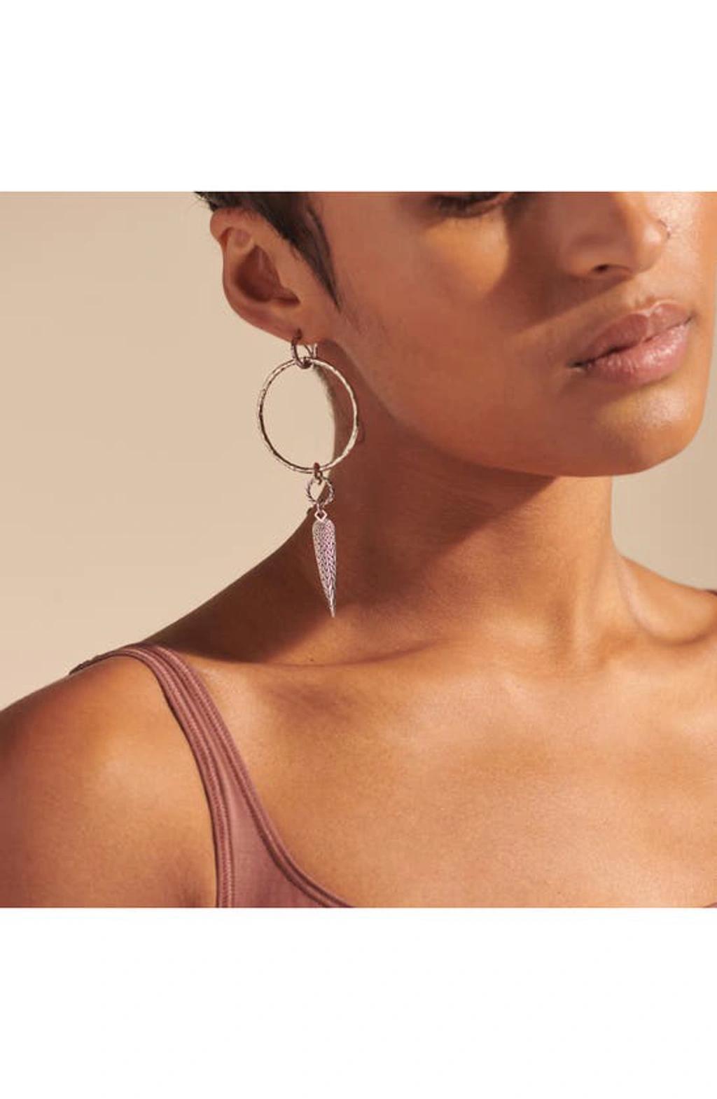 JOHN HARDY Classic Chain Hammered Drop Huggie Hoop Earrings In Silver Product Image