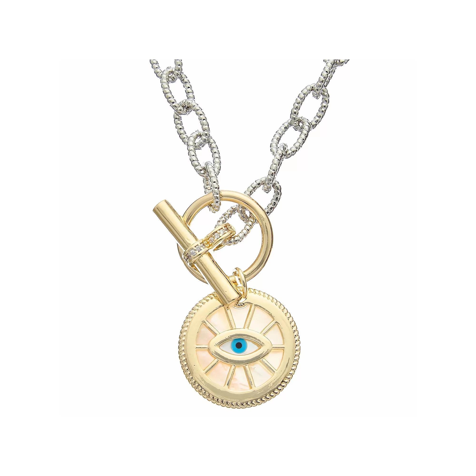 Juvell 18k Gold Plated Evil Eye Necklace, Women's, Size: 18", Two Tone Product Image