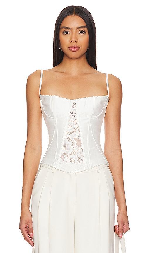 Linen And Lace Bustier Top Rozie Corsets Product Image