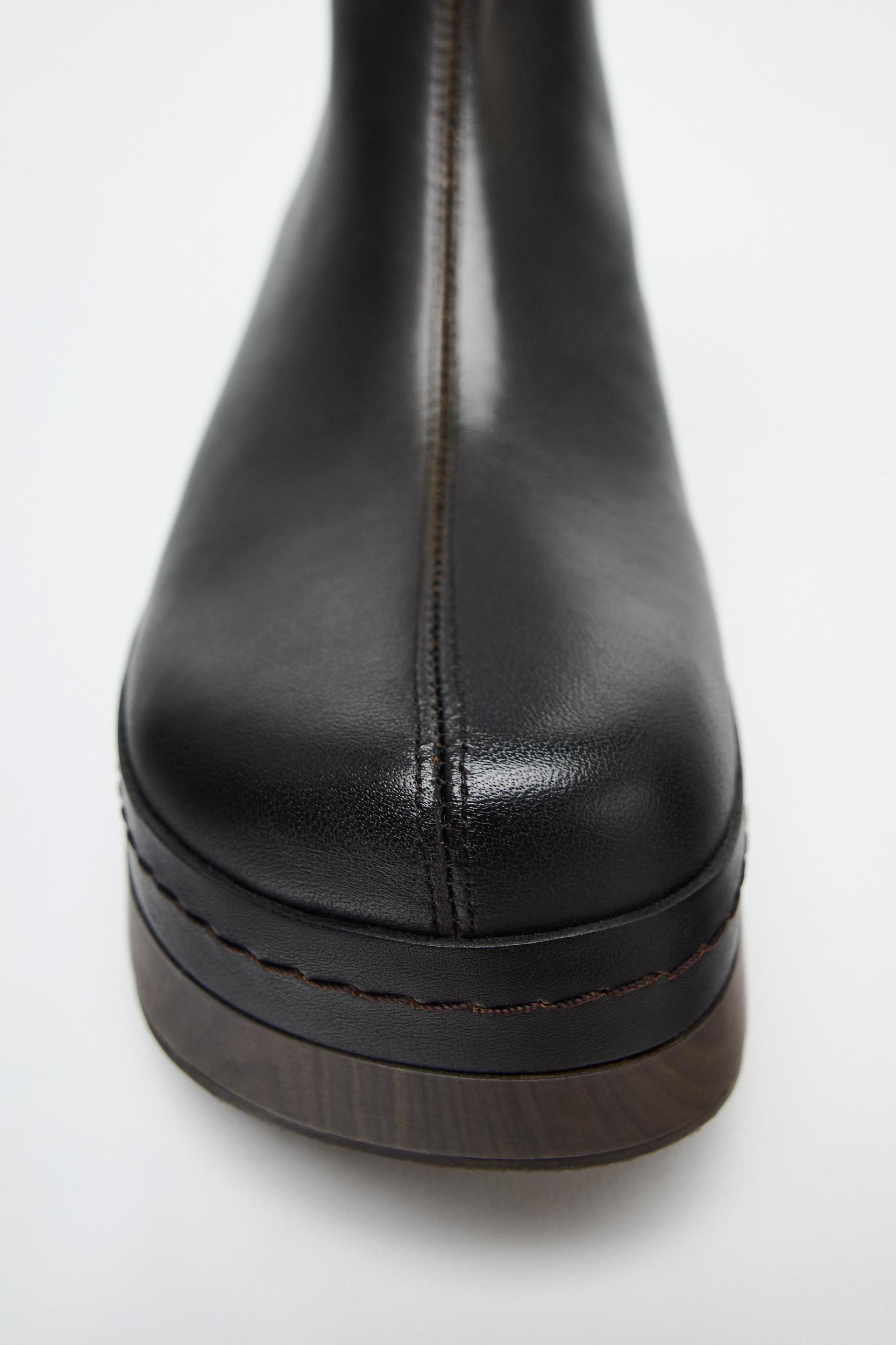 LEATHER PLATFORM ANKLE BOOTS Product Image