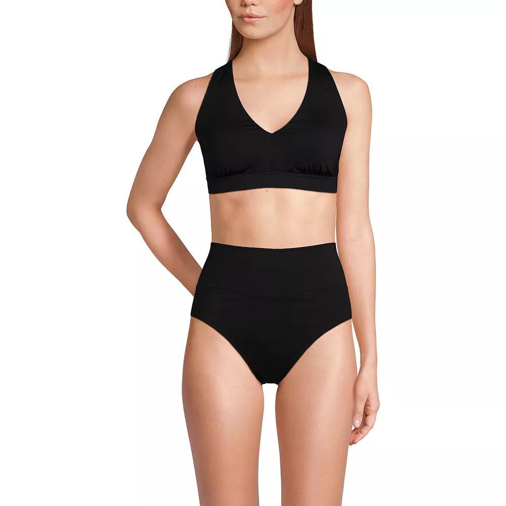 Women's Lands' End V-Neck Tankini & High Waisted Bottom 2-pc. Swimsuit Set, Size: Large, Black Product Image