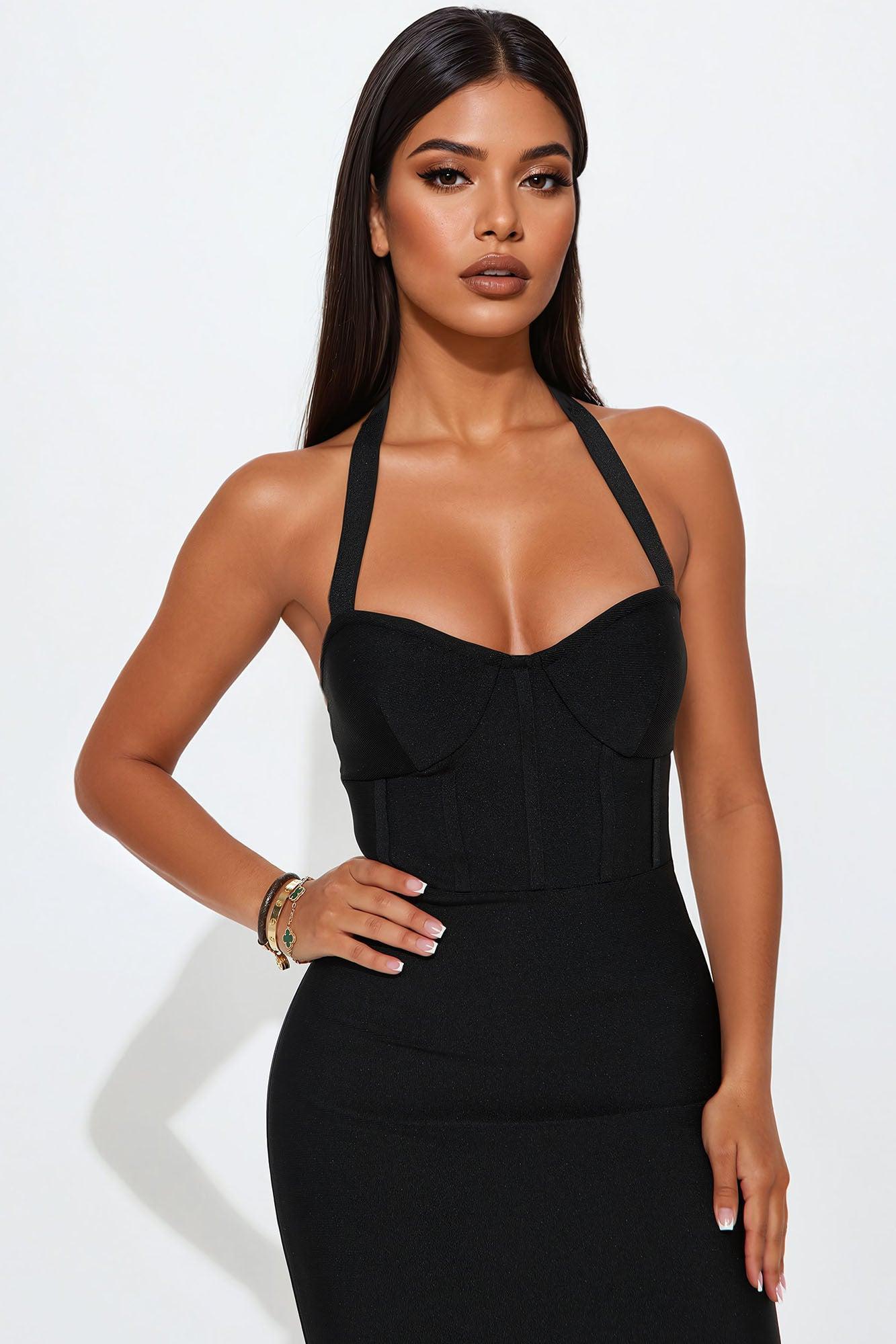 Important Figure Bandage Midi Dress - Black Product Image