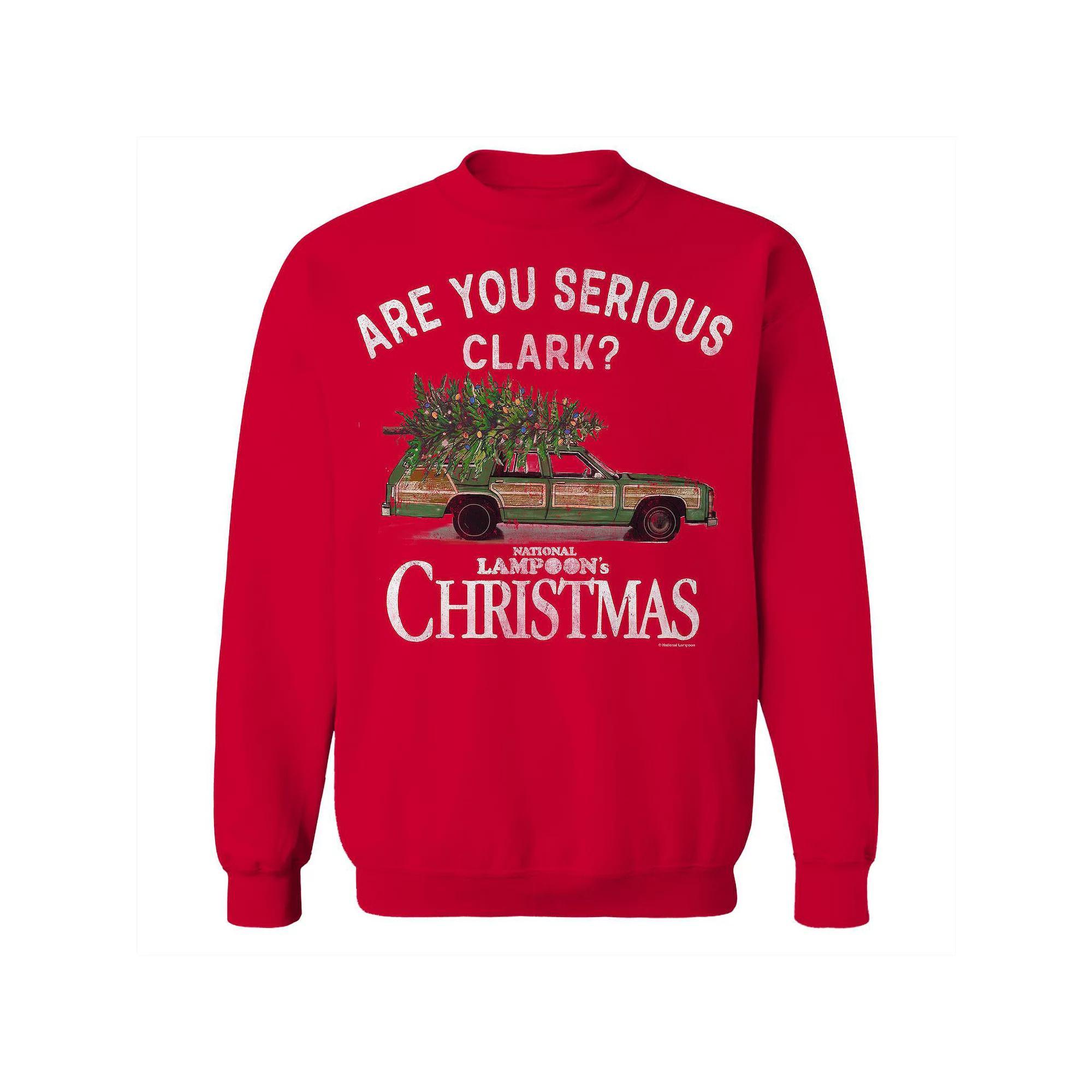 Men's Are You Serious Clark National Lampoon's Christmas Vacation Graphic Fleece Crew Sweatshirt, Size: XL, Red Product Image