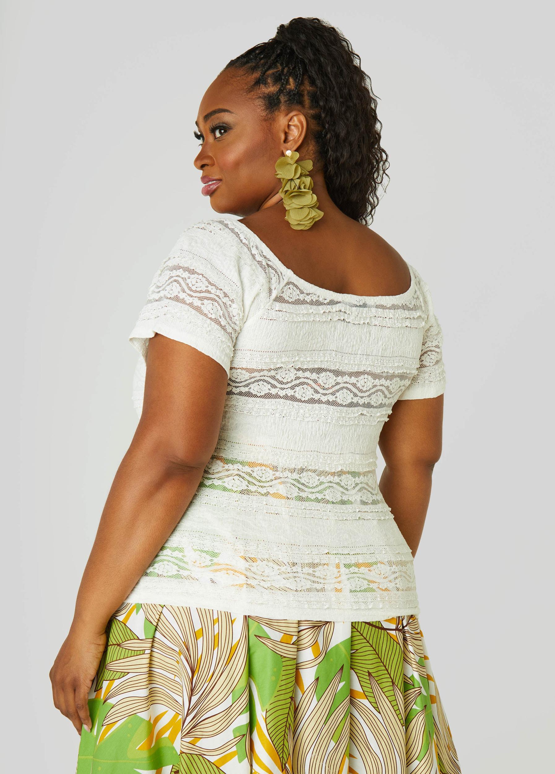 Ruffle Trimmed Lace Top Product Image