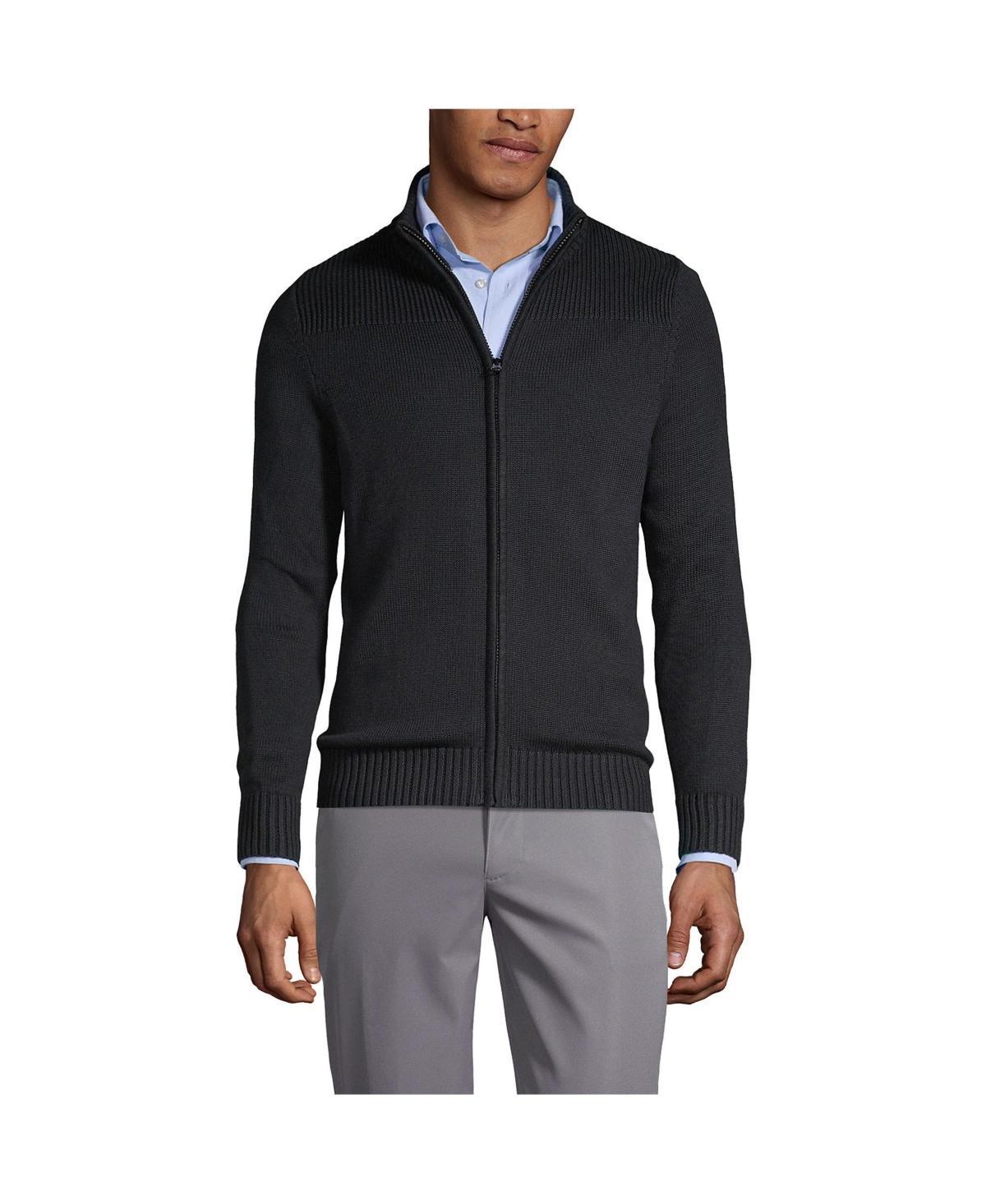 Mens Lands End School Uniform Zip-Front Cardigan Sweater Classic Blue Product Image