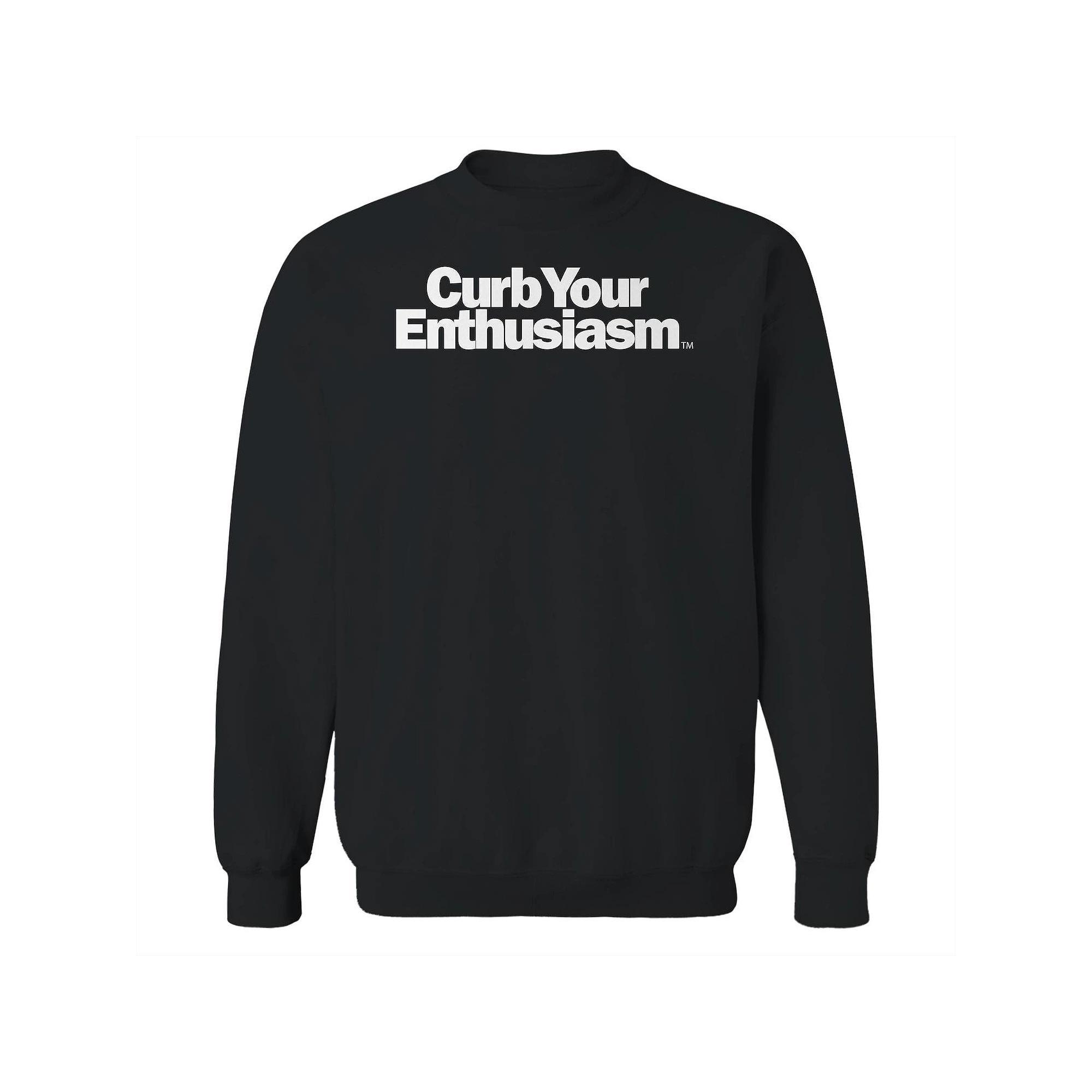 Men's Curb Your Enthusiasm Logo Curb Your Enthusiasm Graphic Fleece Crew Sweatshirt, Size: Small, Black Product Image