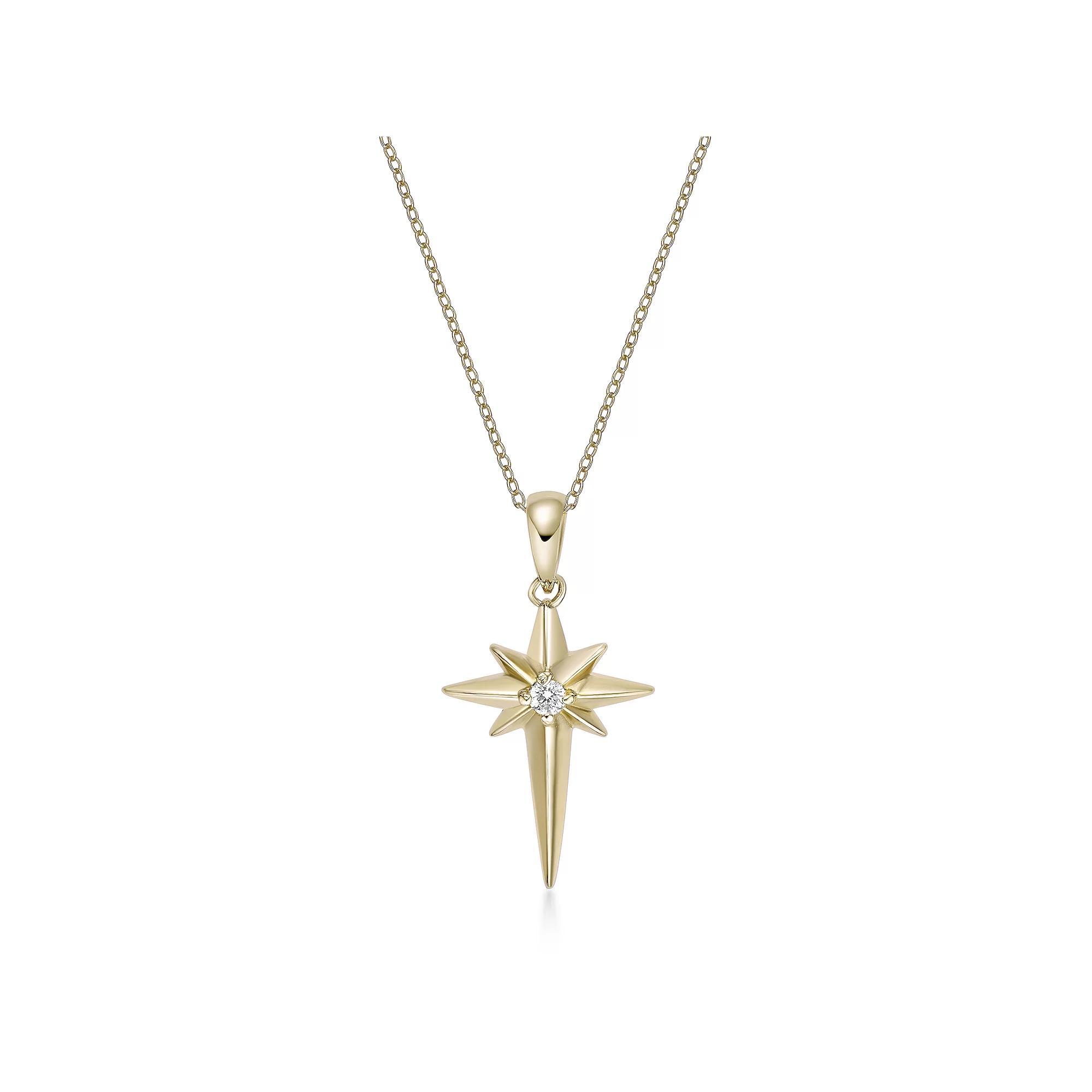 Gemminded 18k Gold Over Silver Lab-Grown Diamond Accent Star Pendant Necklace, Women's, Size: 18", Gold Tone Product Image