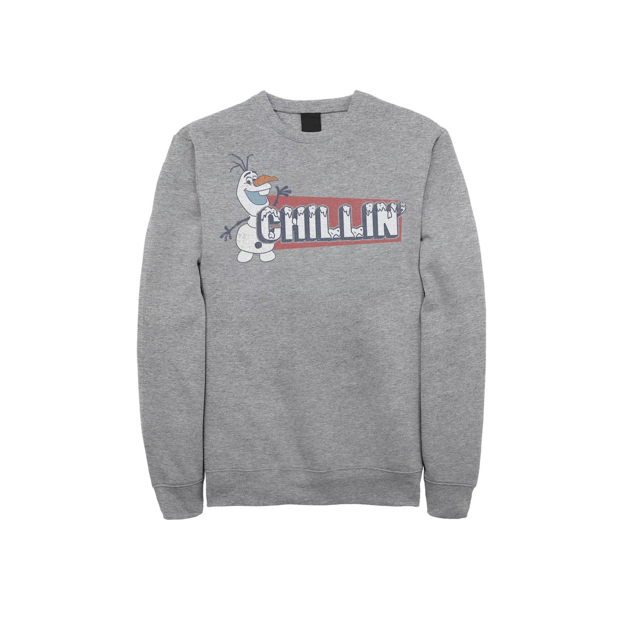 Disneys Frozen Olaf Mens Chillin Red Block Text Sweatshirt Athletic Grey Product Image