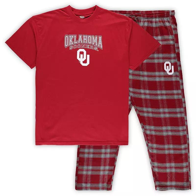 Men's Profile Crimson/Gray Oklahoma Sooners Big & Tall 2-Pack T-Shirt & Flannel Pants Set, Size: XLT, Red Product Image