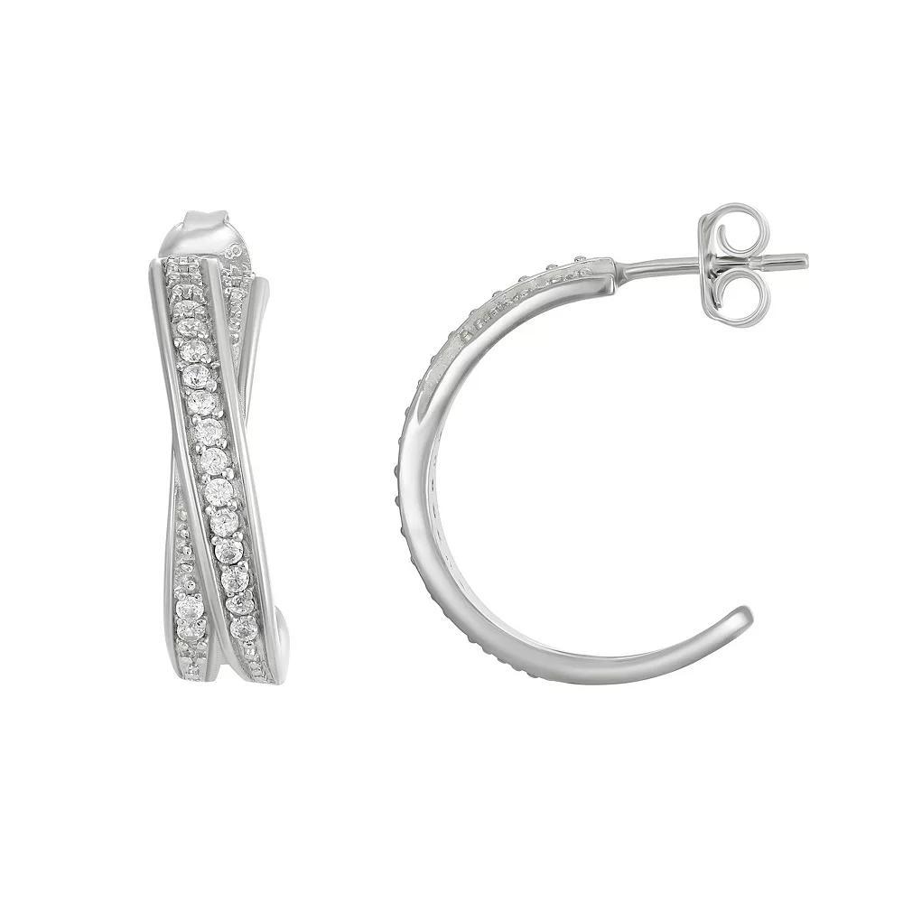 Argento Forte Sterling Silver Crossover Post Hoop Earrings, Women's Product Image