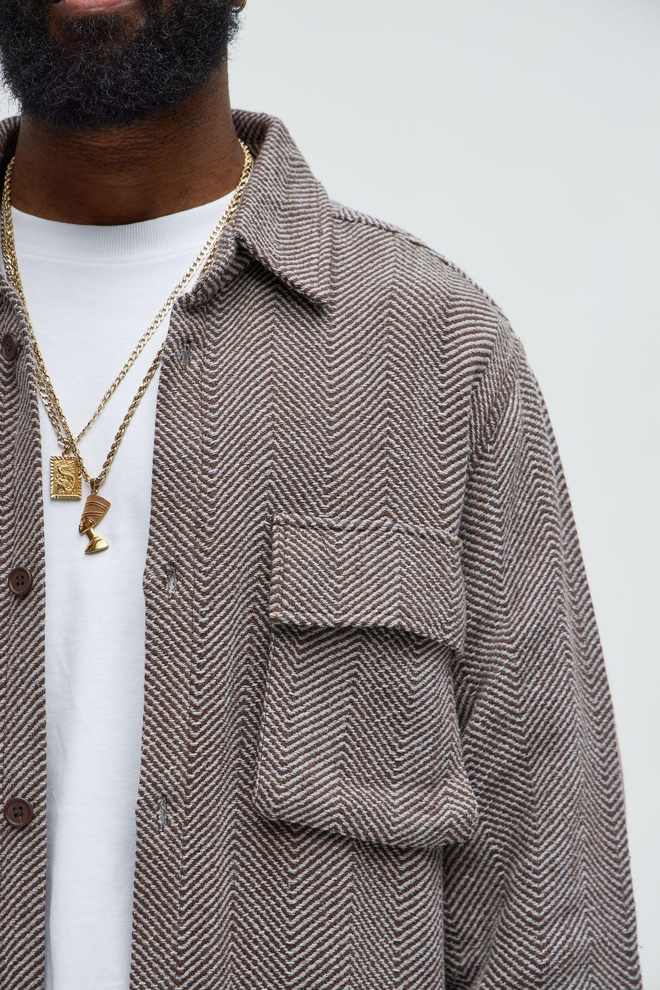 Keystone Herringbone Button Up Shirt - Brown Combo Product Image