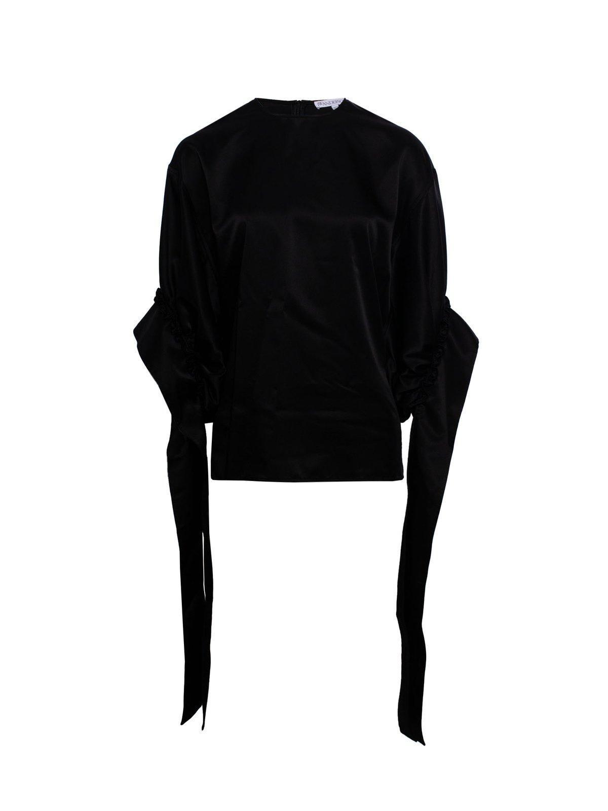 JW ANDERSON Strap Detailed Crewneck Blouse In Black Product Image