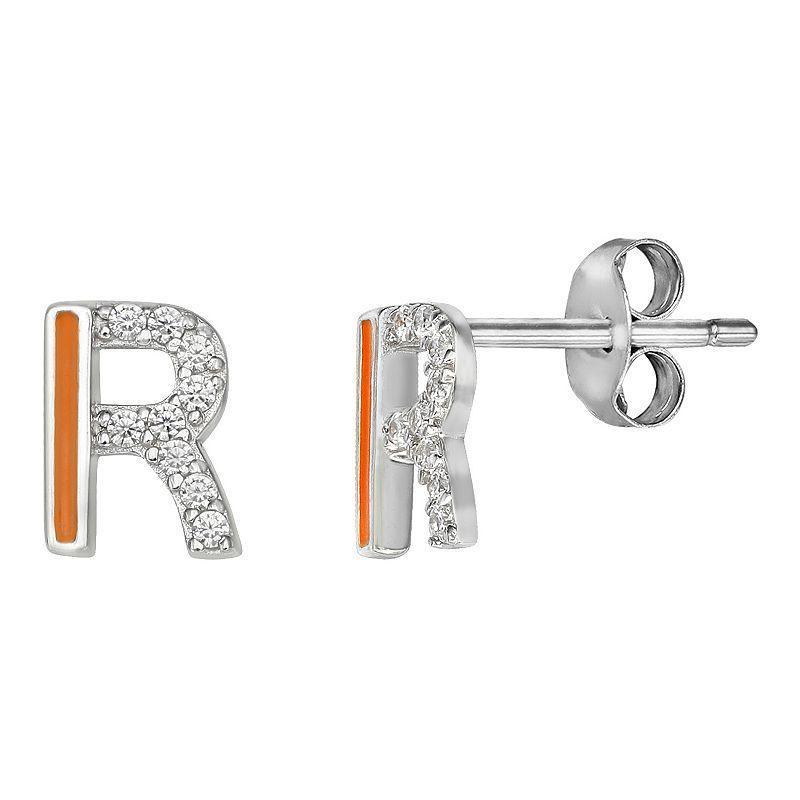 PRIMROSE Sterling Silver Cubic Zirconia Initial Stud Earrings, Women's, Orange K Product Image