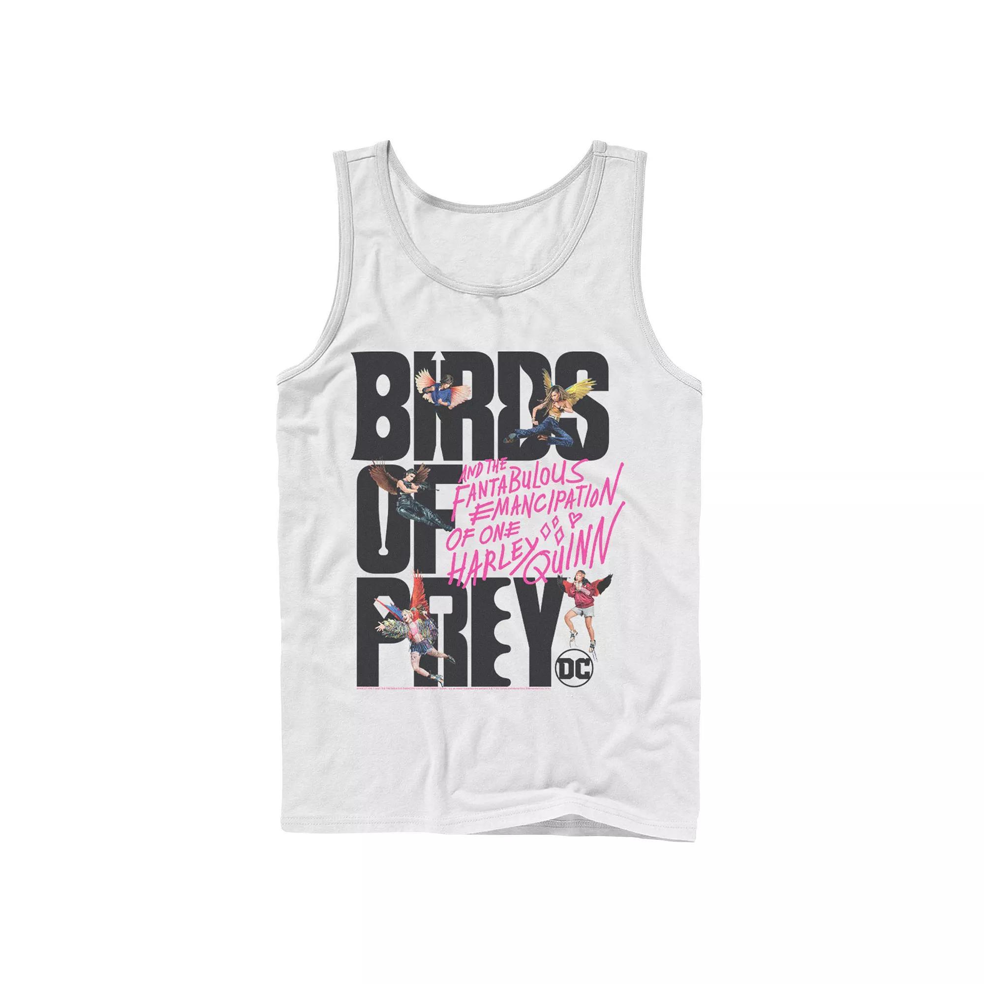 Men's DC Comics Birds of Prey Collage Text Tank Top, Size: Large, White Product Image