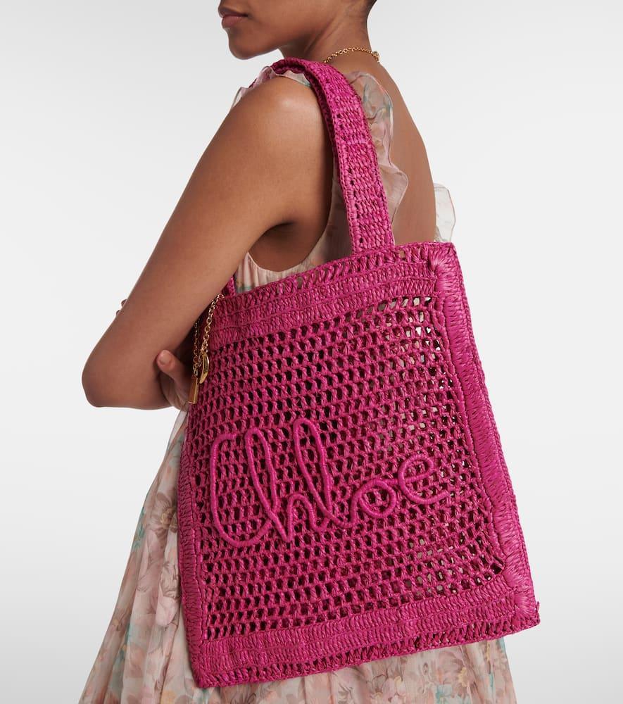 CHLOÉ Chloe Women Fuchsia Raffia Estate Banana Shopping Bag In Fuchsiarose Product Image