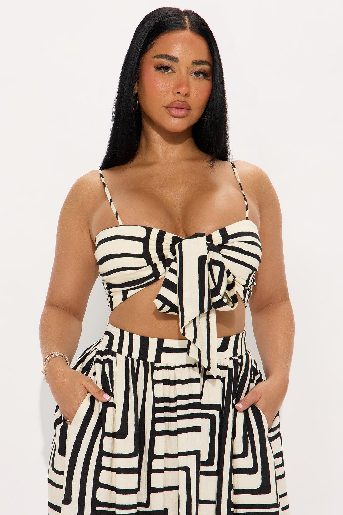 Resort Ready Geometric Maxi Skirt Set - Black/combo Product Image