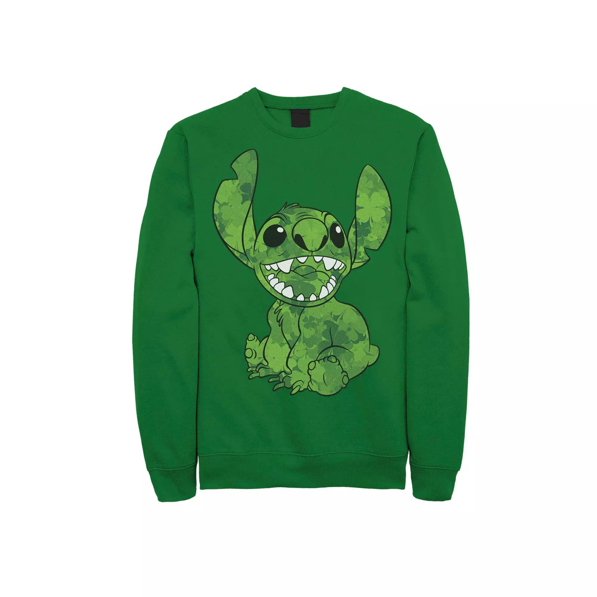 Disney's Lilo & Stitch St. Patrick's Day Stitch Shamrock Fill Men's Sweatshirt, Size: Small, Kelly Product Image