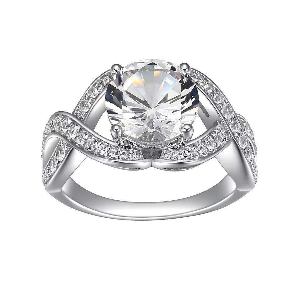 Sterling Silver Lab-Created Moissanite Twisted Engagement Ring, Women's, Size: 8 Product Image