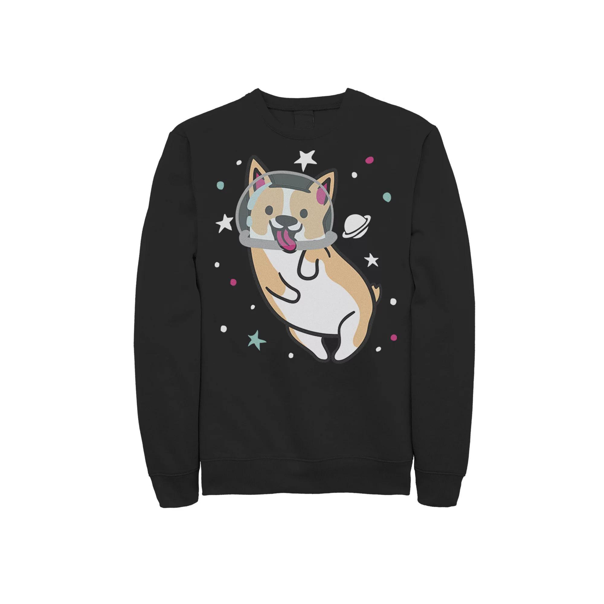 Mens Cartoon Space Corgi Sweatshirt Product Image
