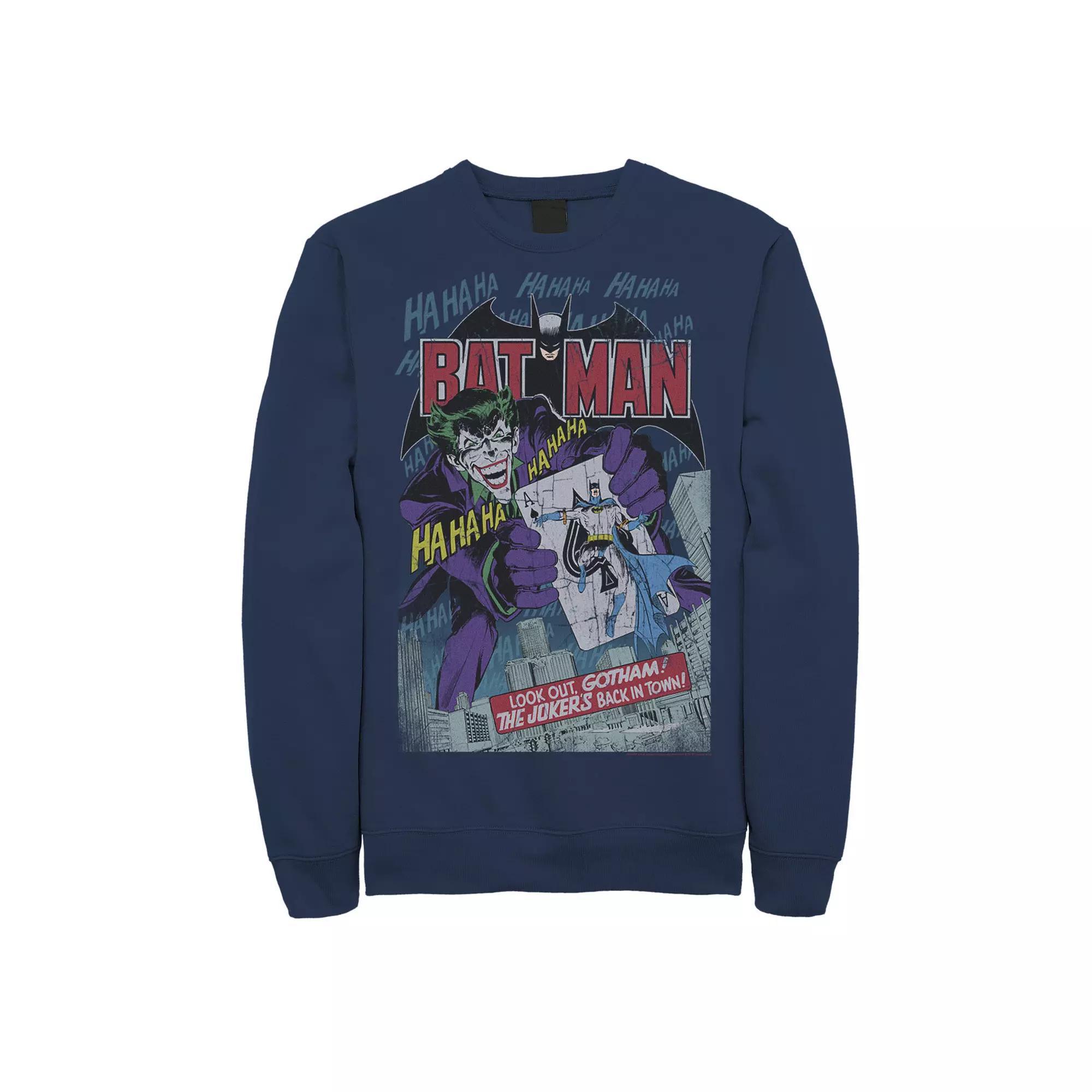 Men's DC Comics Batman And Joker Comic Cover Sweatshirt, Size: XXL, Blue Product Image
