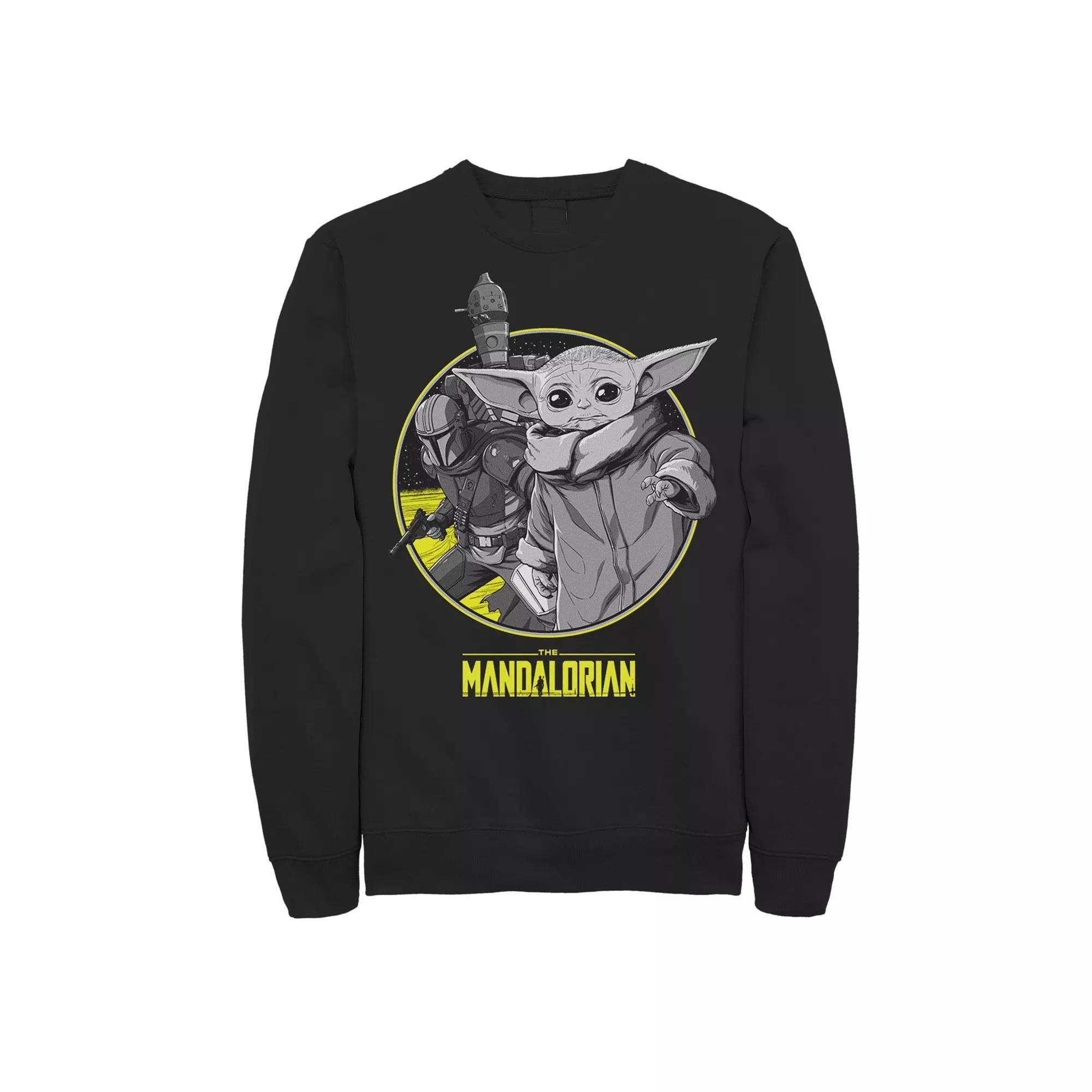 Men's Star Wars: The Mandalorian The Child Group Shot Logo Sweatshirt, Size: Large, Black Product Image