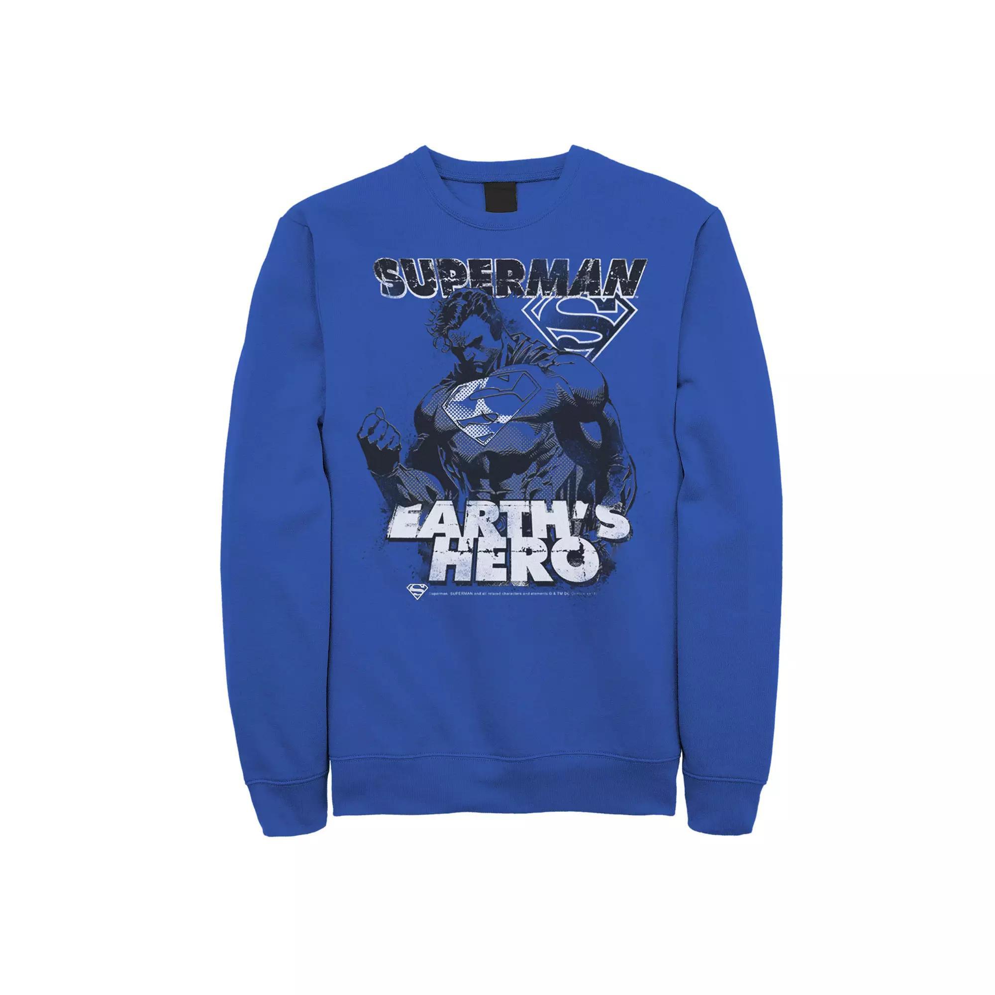 Men's DC Comics Superman Earth's Hero Sketched Poster Sweatshirt, Size: Medium, Red Product Image