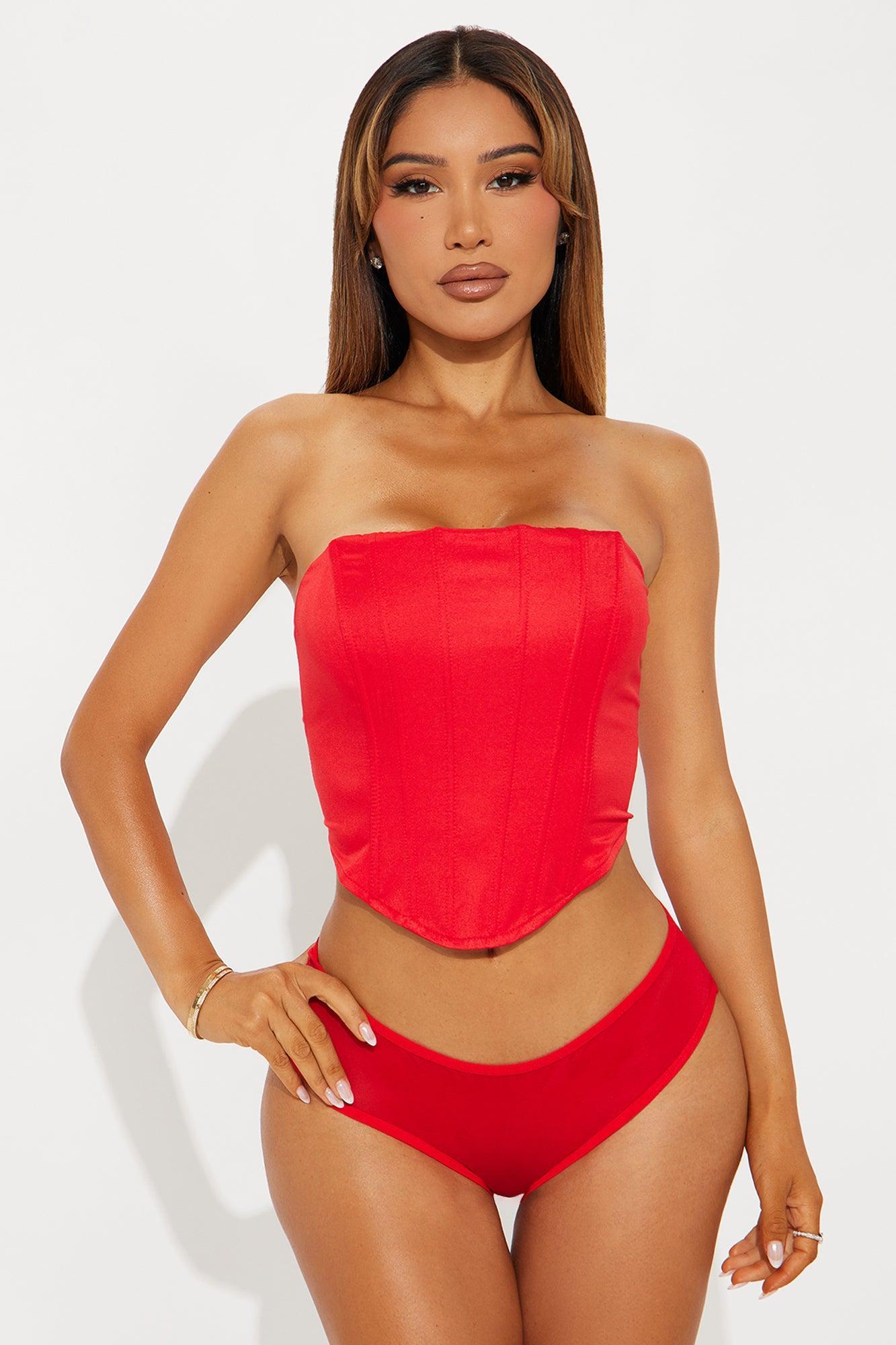 Samantha Pearl Lace Crotchless Hipster Panty - Red Product Image