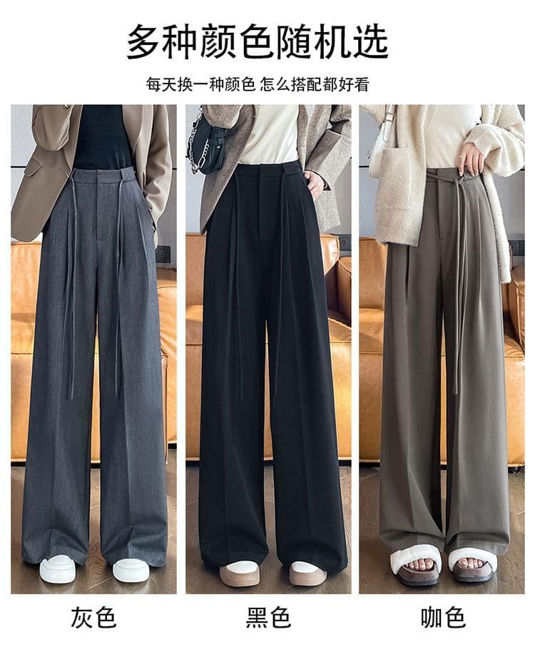 High Rise Plain Wide Leg Suit Pants (Various Designs) Product Image