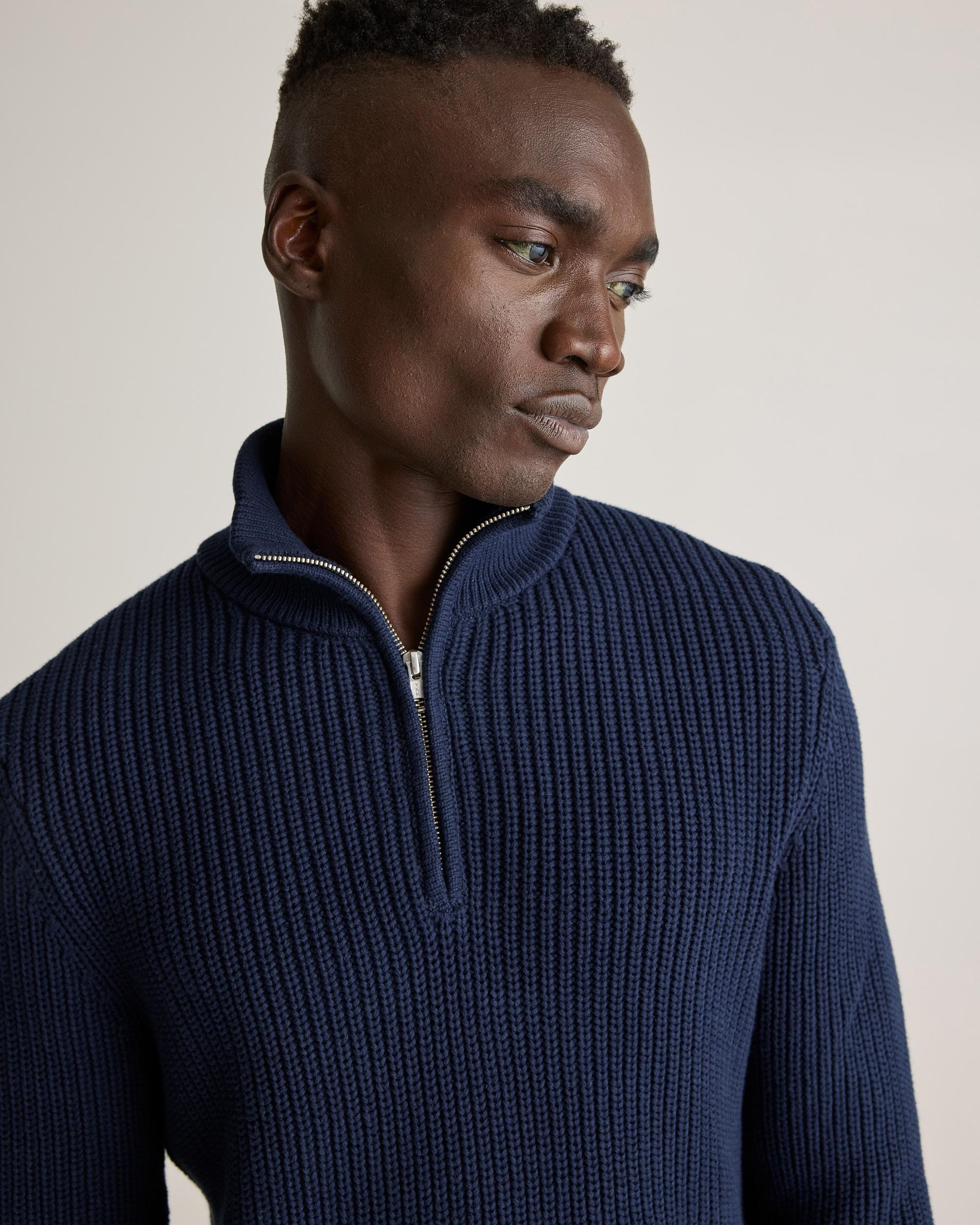 Quince | Men's Fisherman Quarter-Zip Sweater Size XL, Organic Cotton Product Image