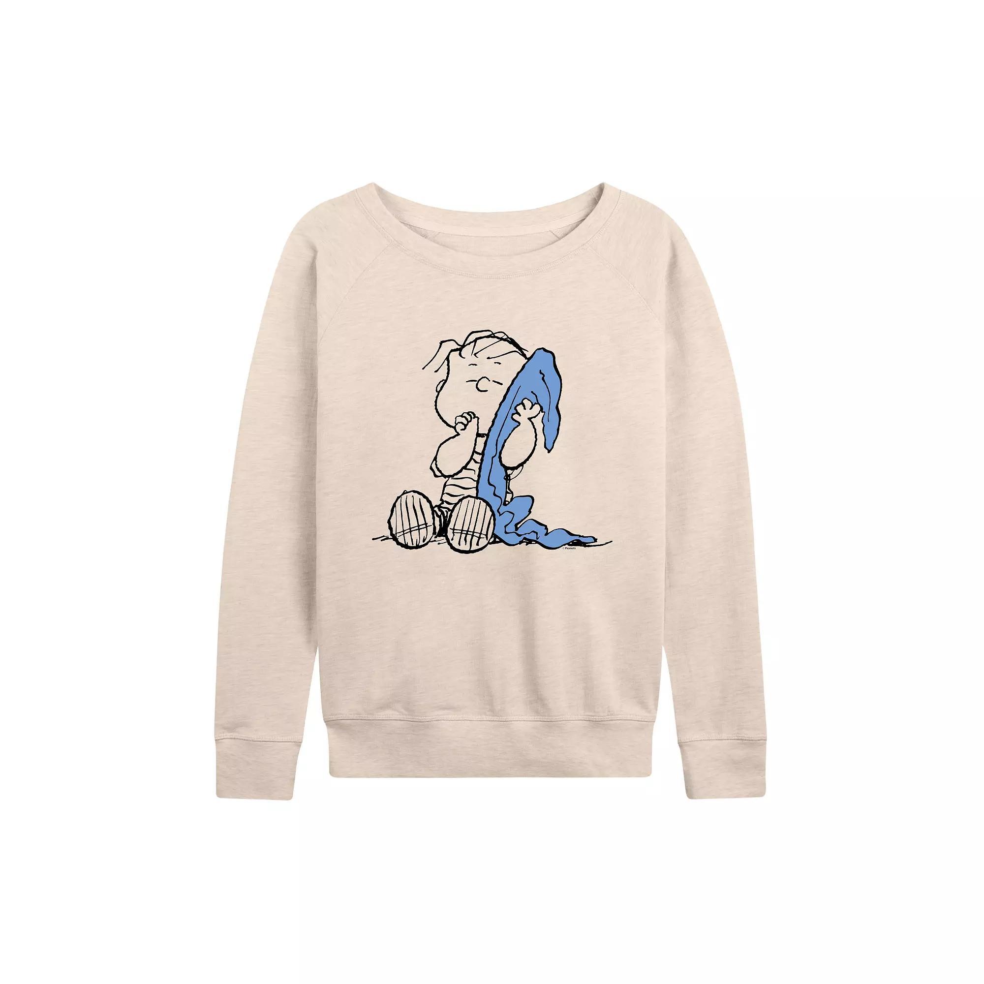 Womens Peanuts Linus Blanket French Terry Long Sleeve Tee, Girls Product Image