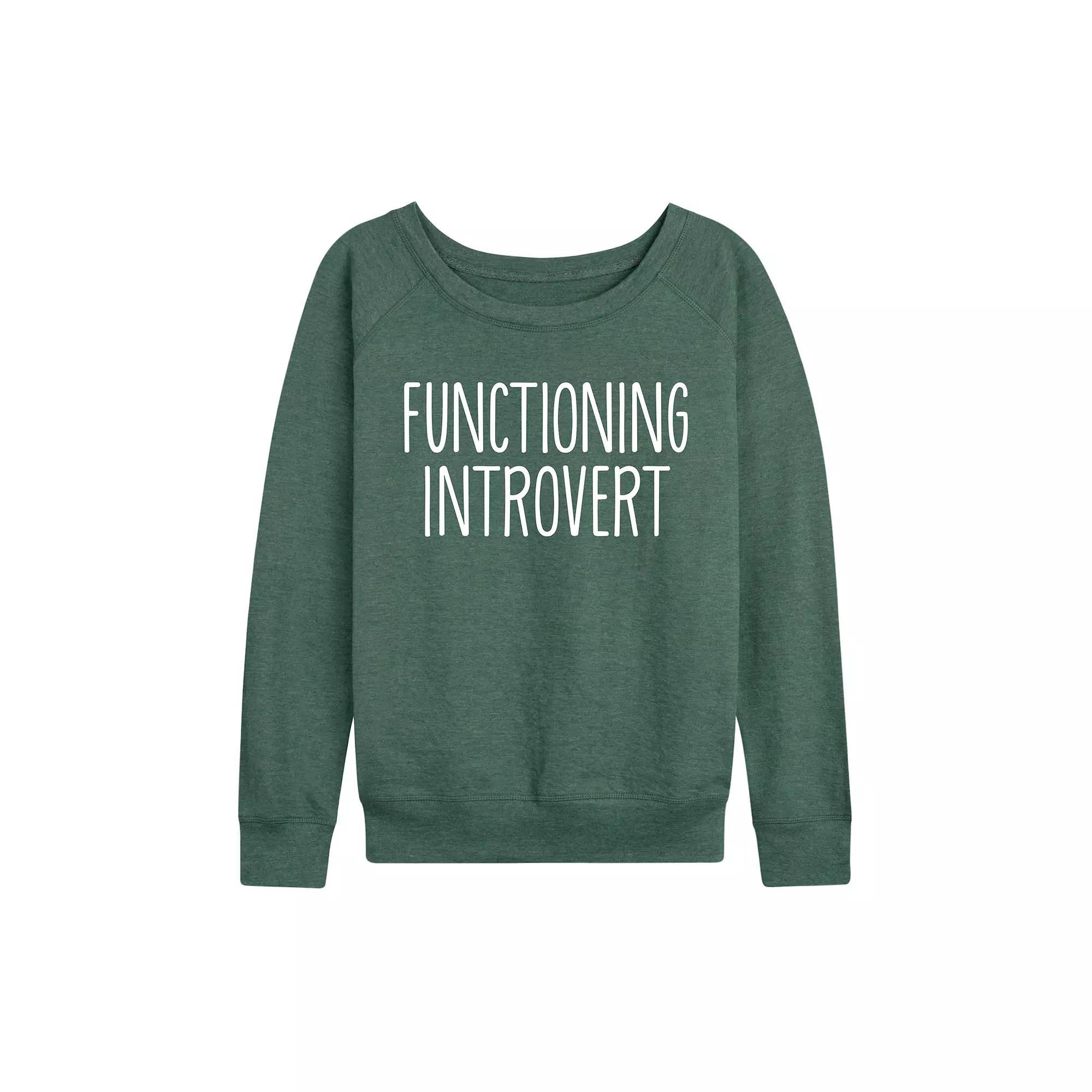 Plus Size Functioning Introvert French Terry Long Sleeve Tee, Womens Grey Maroon Product Image