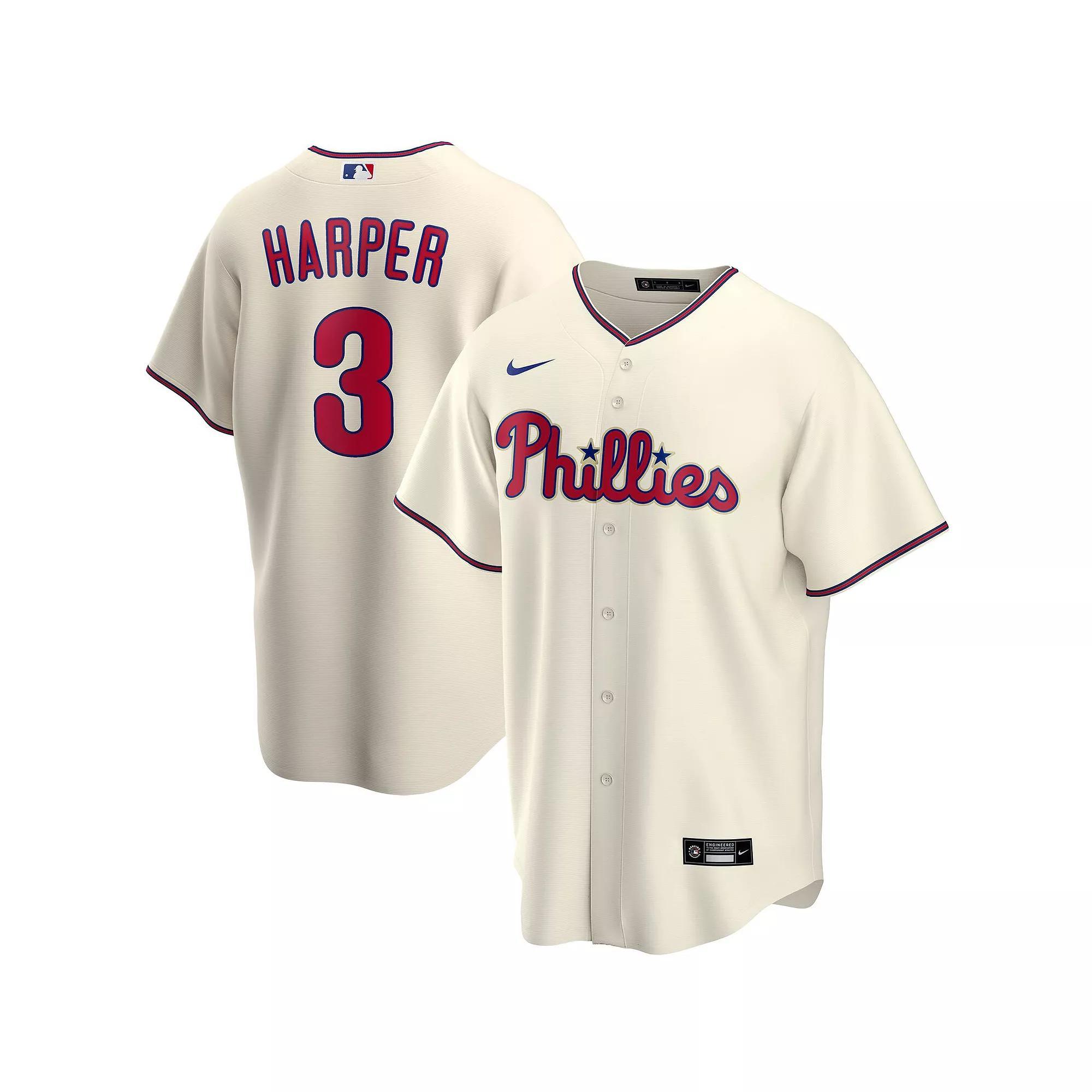 Mens Nike Bryce Harper Cream Philadelphia Phillies Alternate Replica Player Name Jersey Product Image
